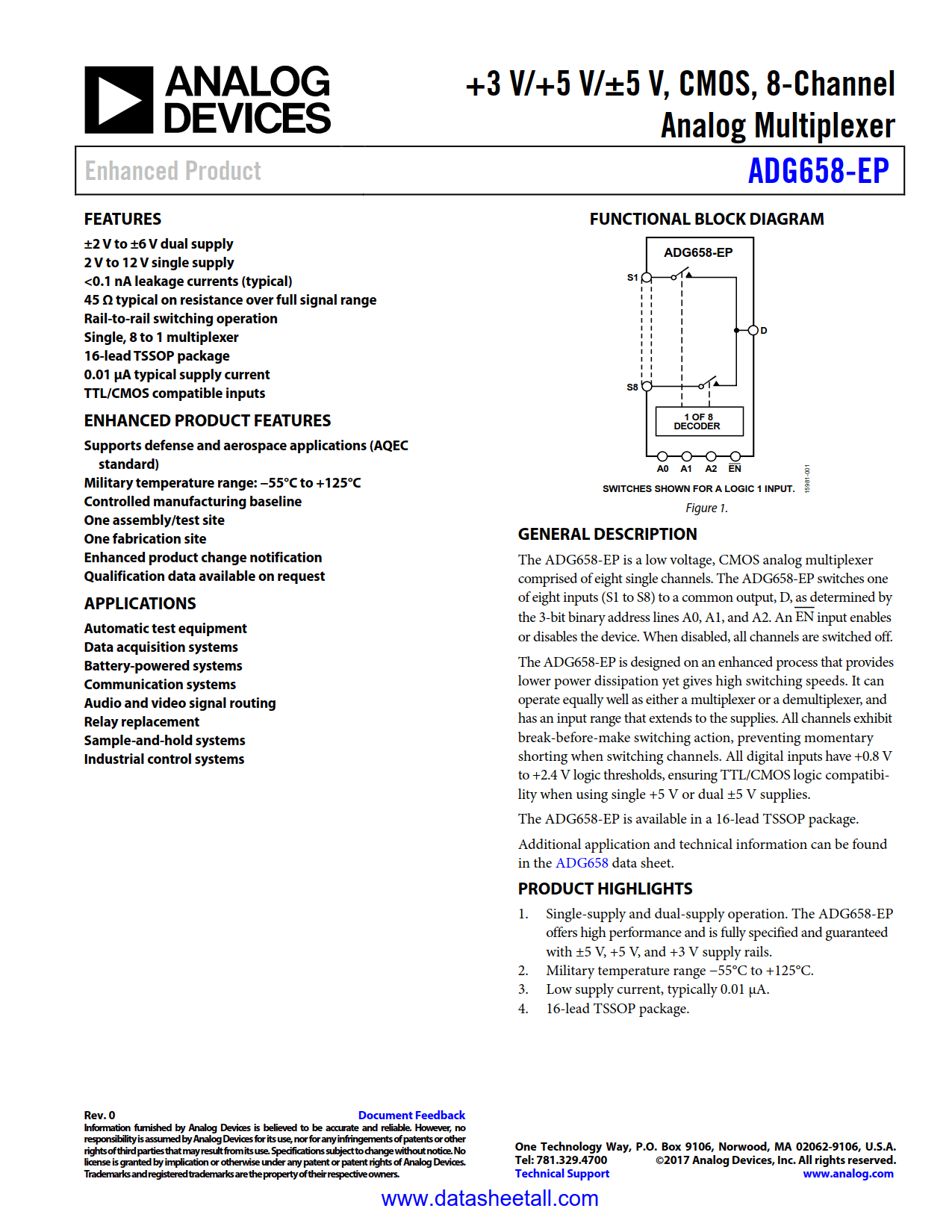 ADG658-EP Datasheet