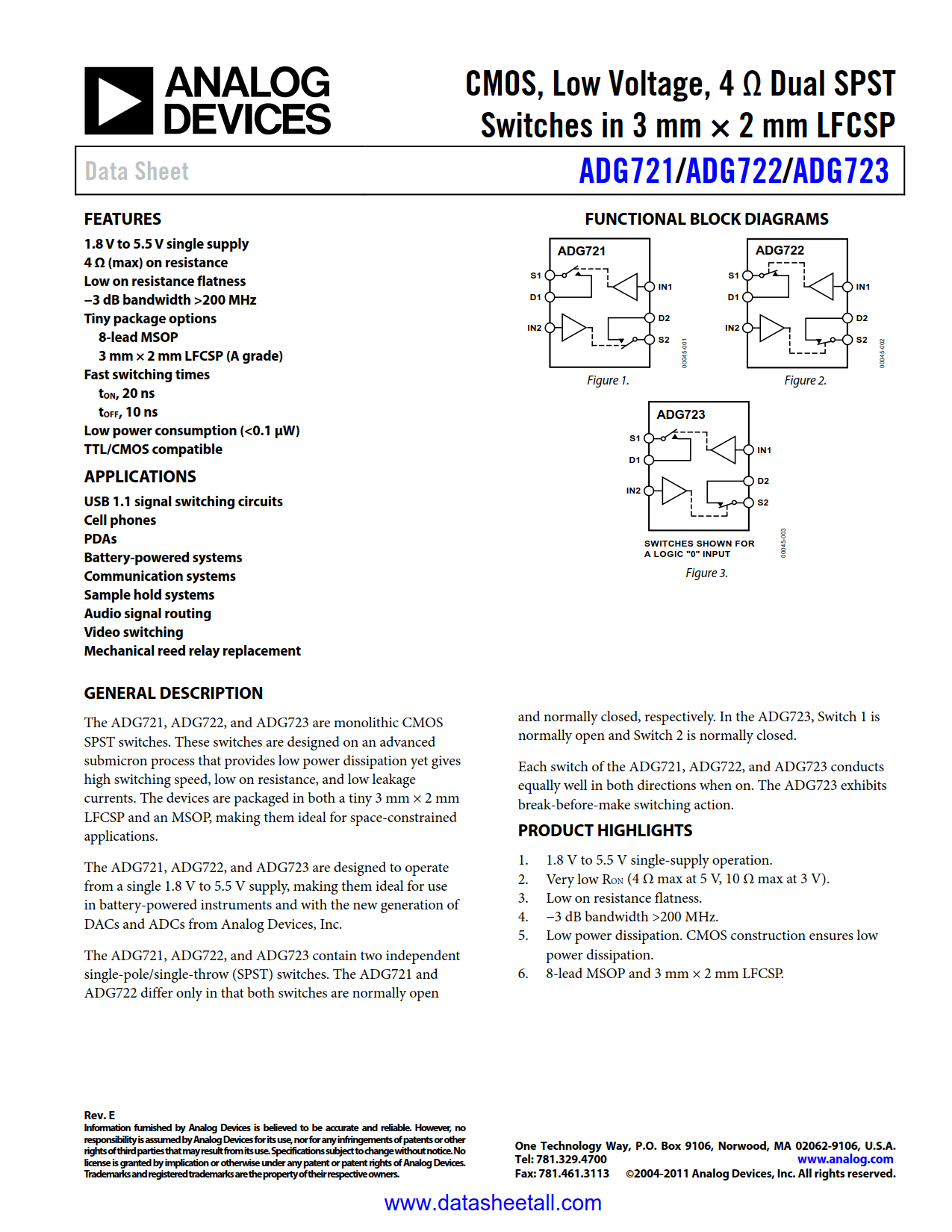 ADG723 Datasheet