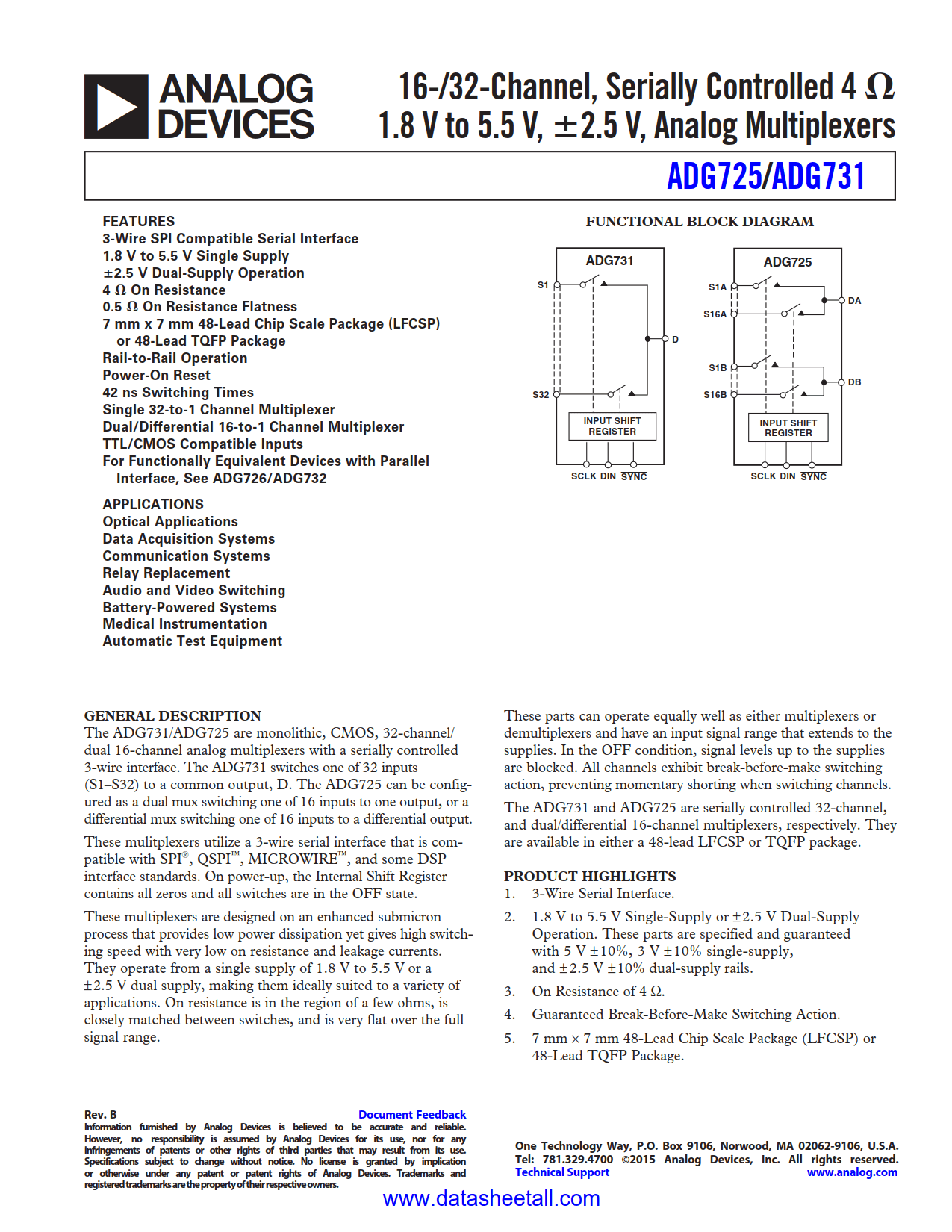 ADG725 Datasheet