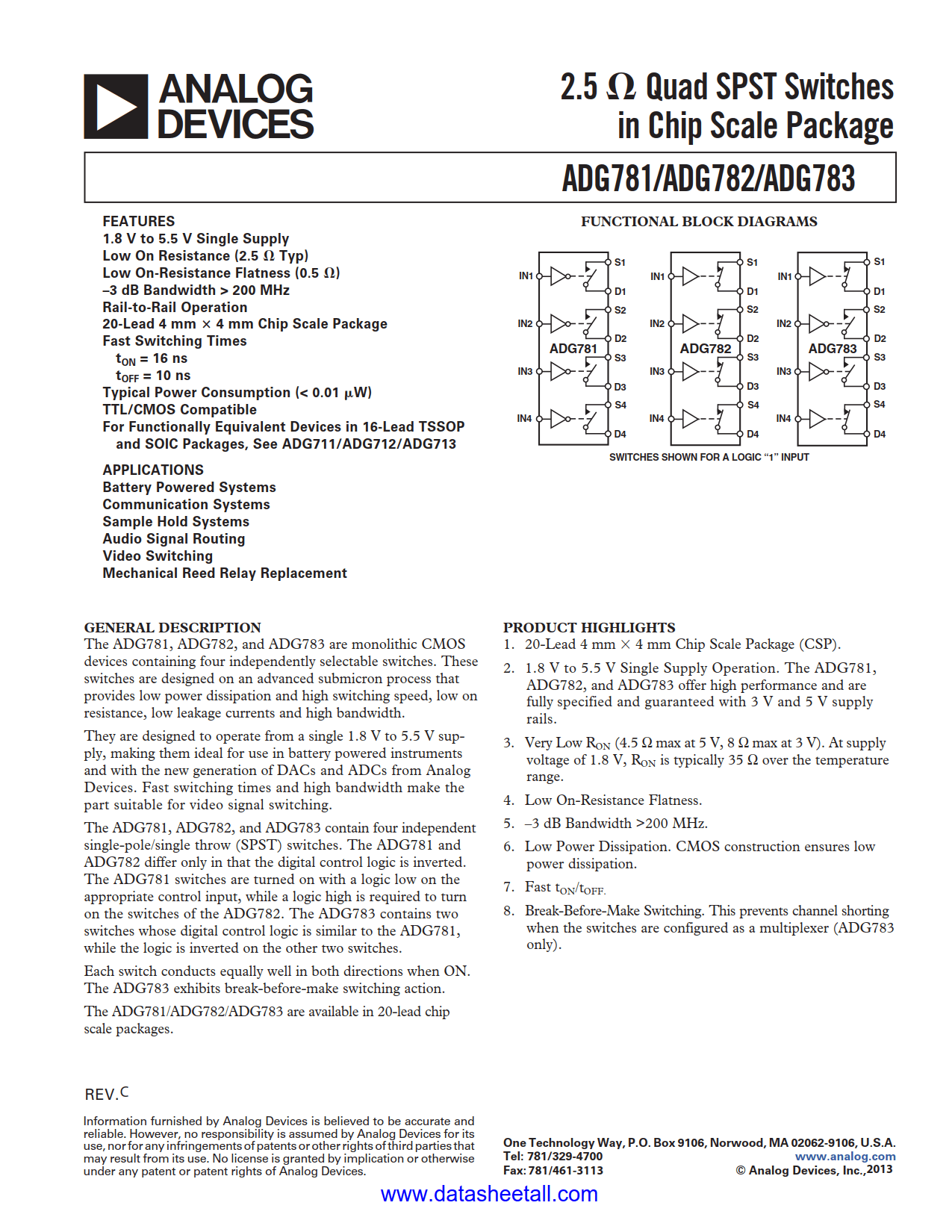 ADG783 Datasheet