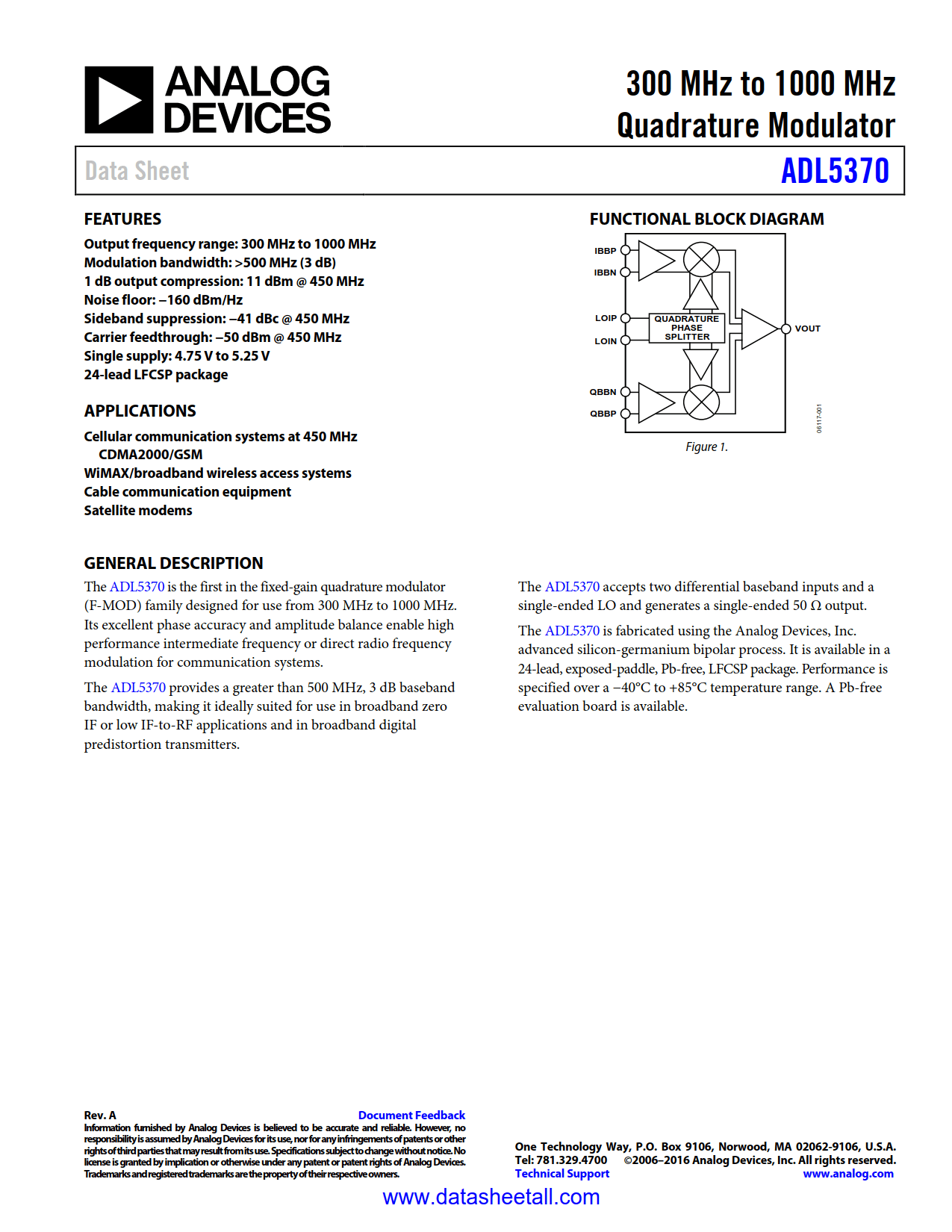 ADL5370 Datasheet