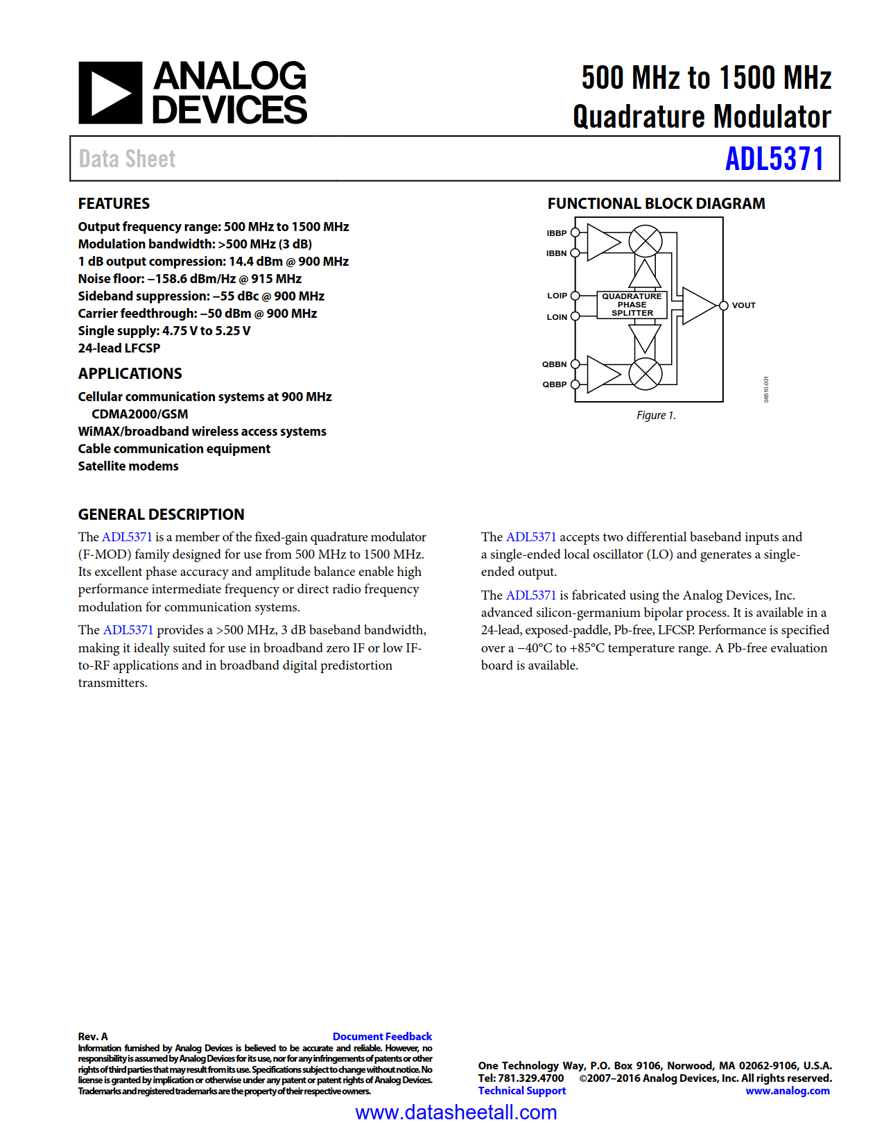 ADL5371 Datasheet