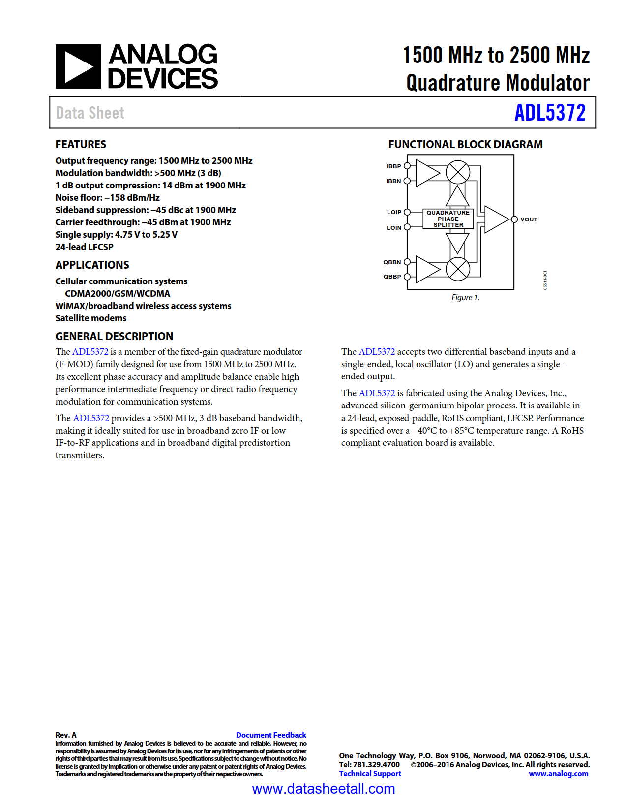 ADL5372 Datasheet