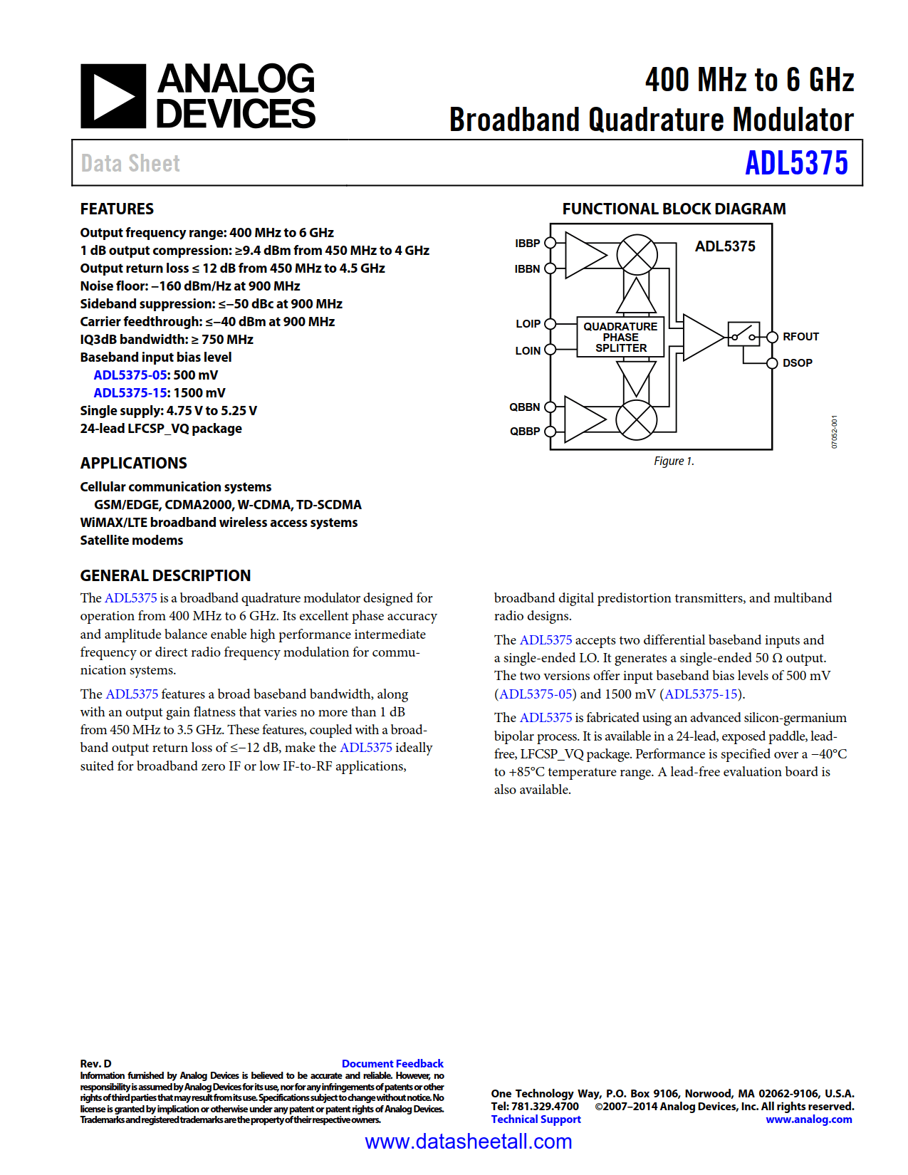 ADL5375 Datasheet