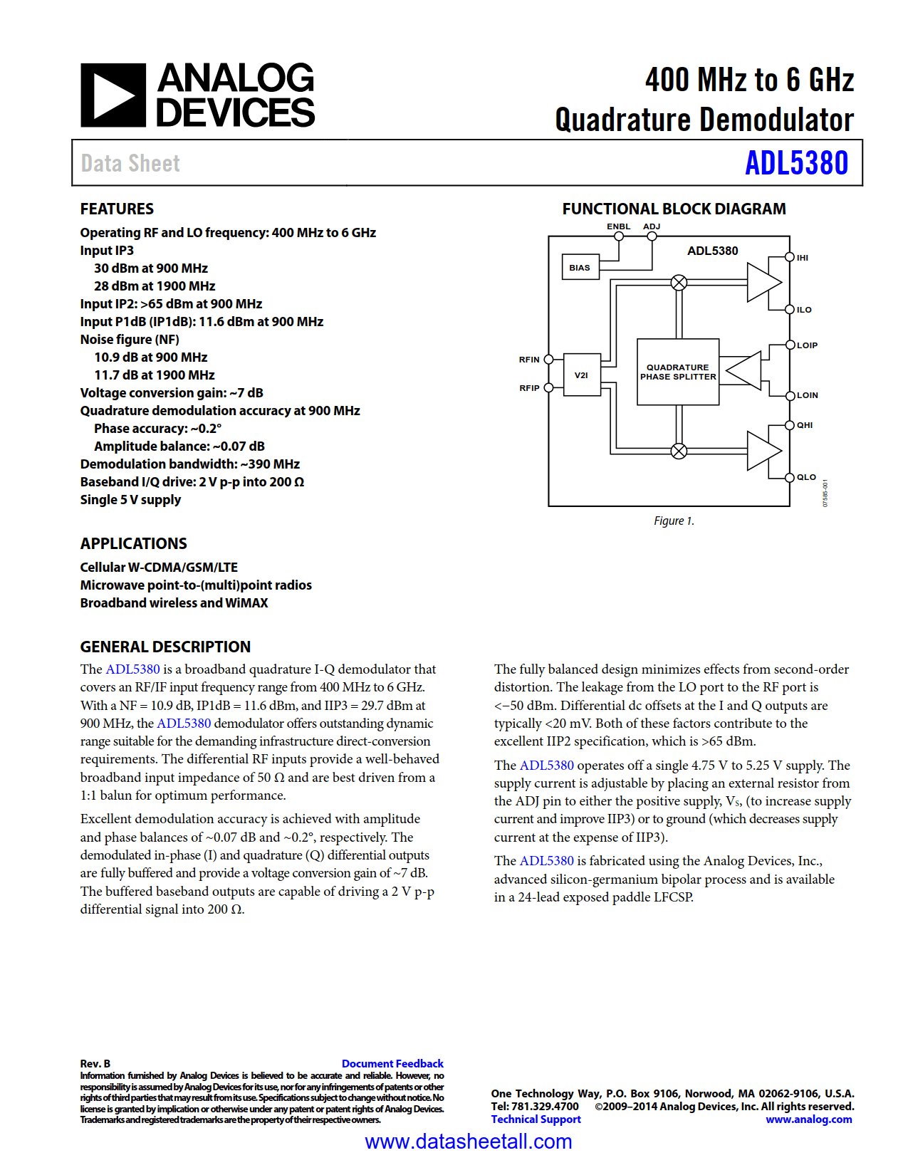 ADL5380 Datasheet