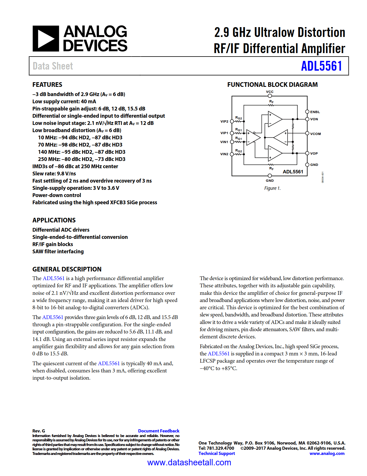 ADL5561 Datasheet