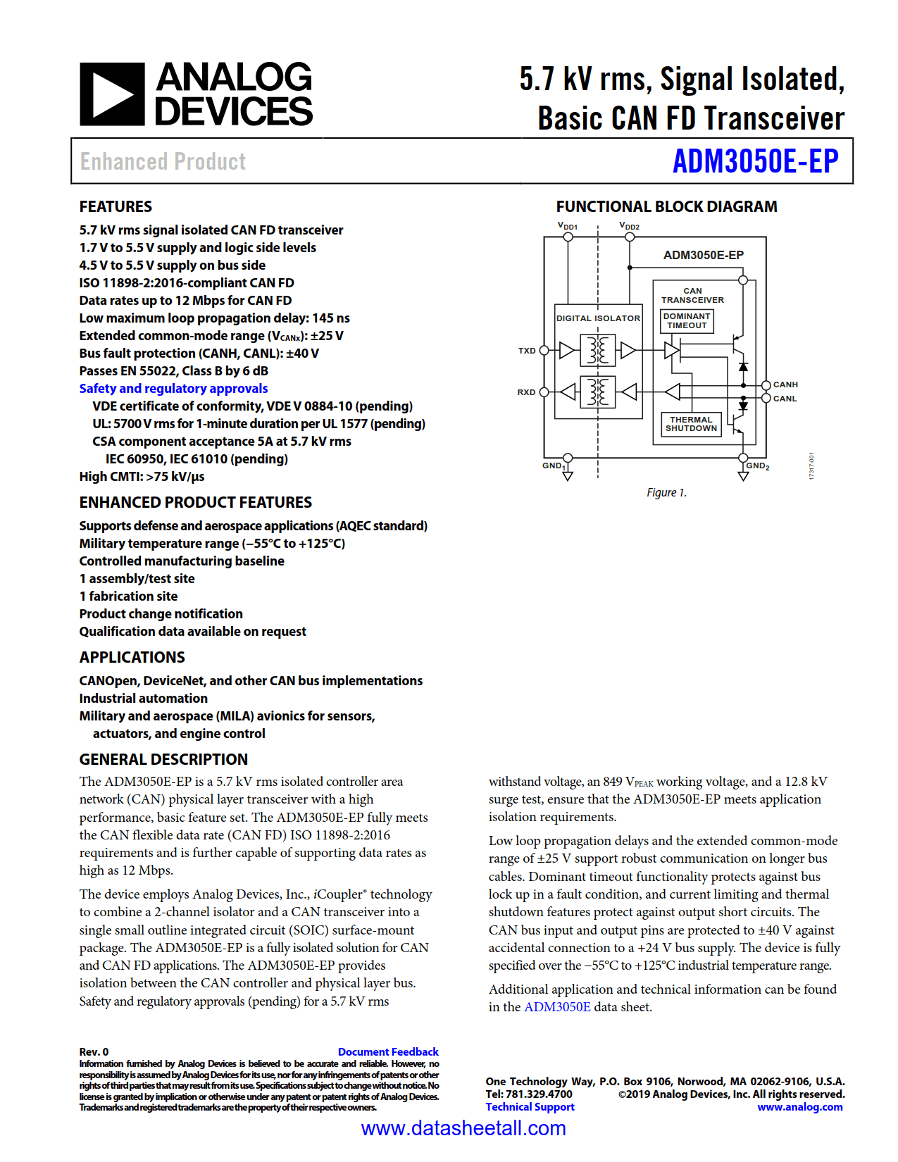 ADM3050E-EP Datasheet
