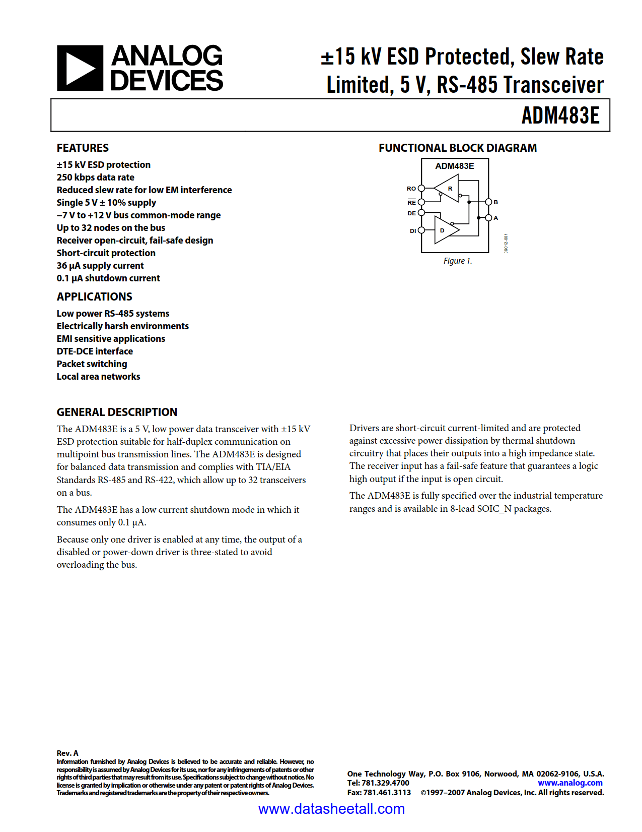 ADM483E Datasheet