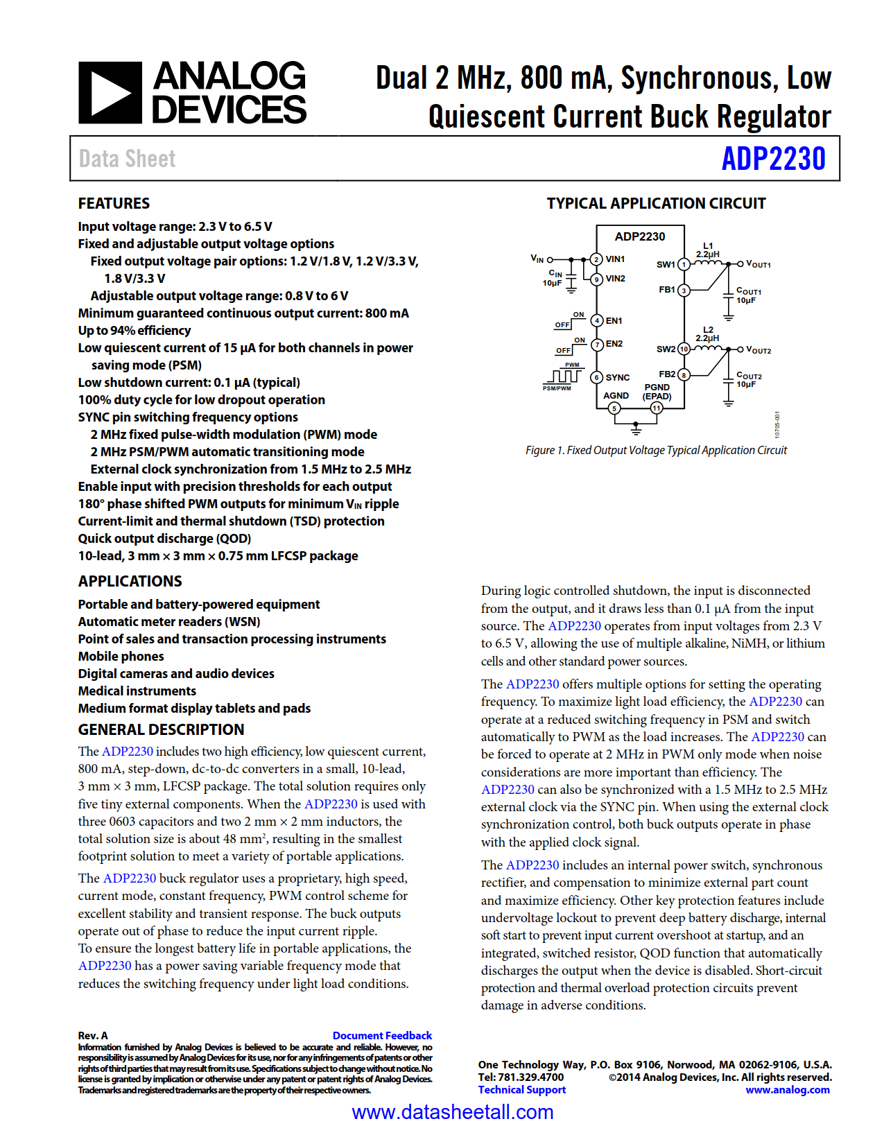 ADP2230 Datasheet