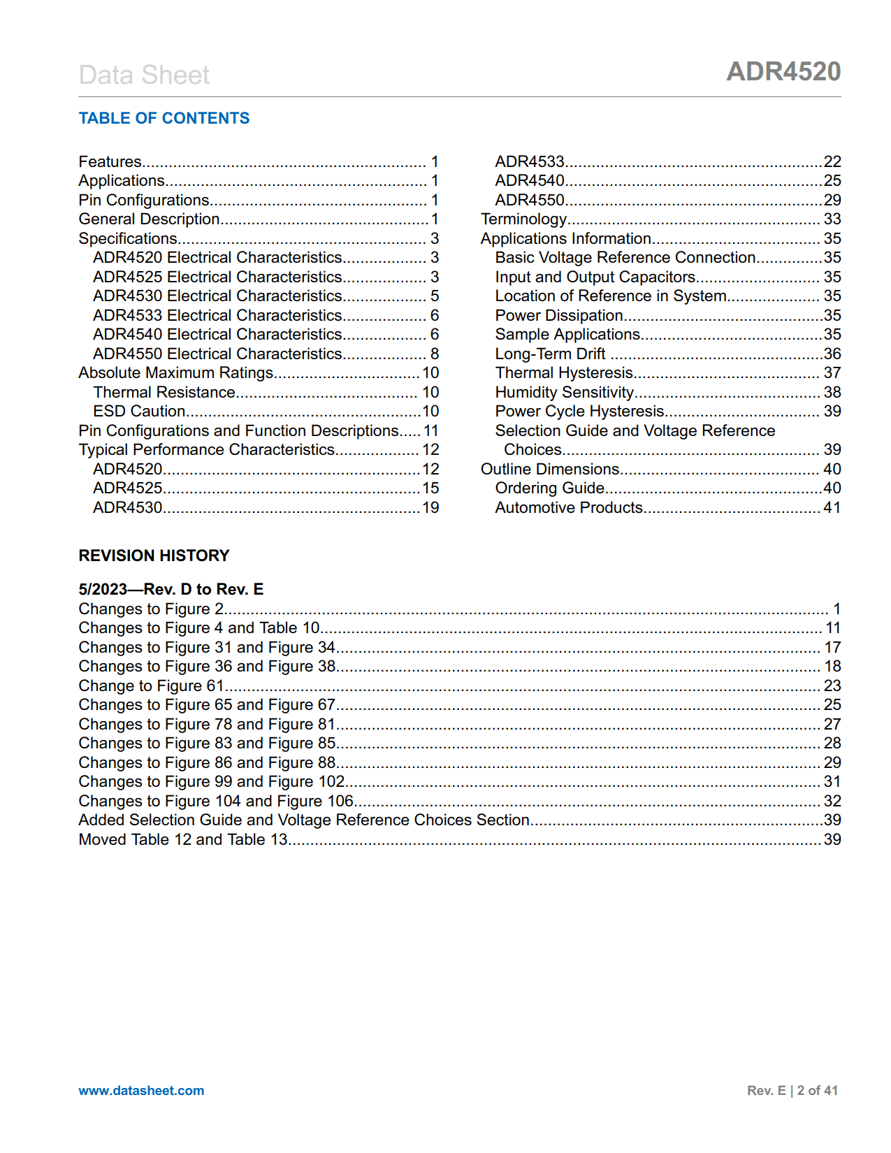 ADR4520 Datasheet Page 2