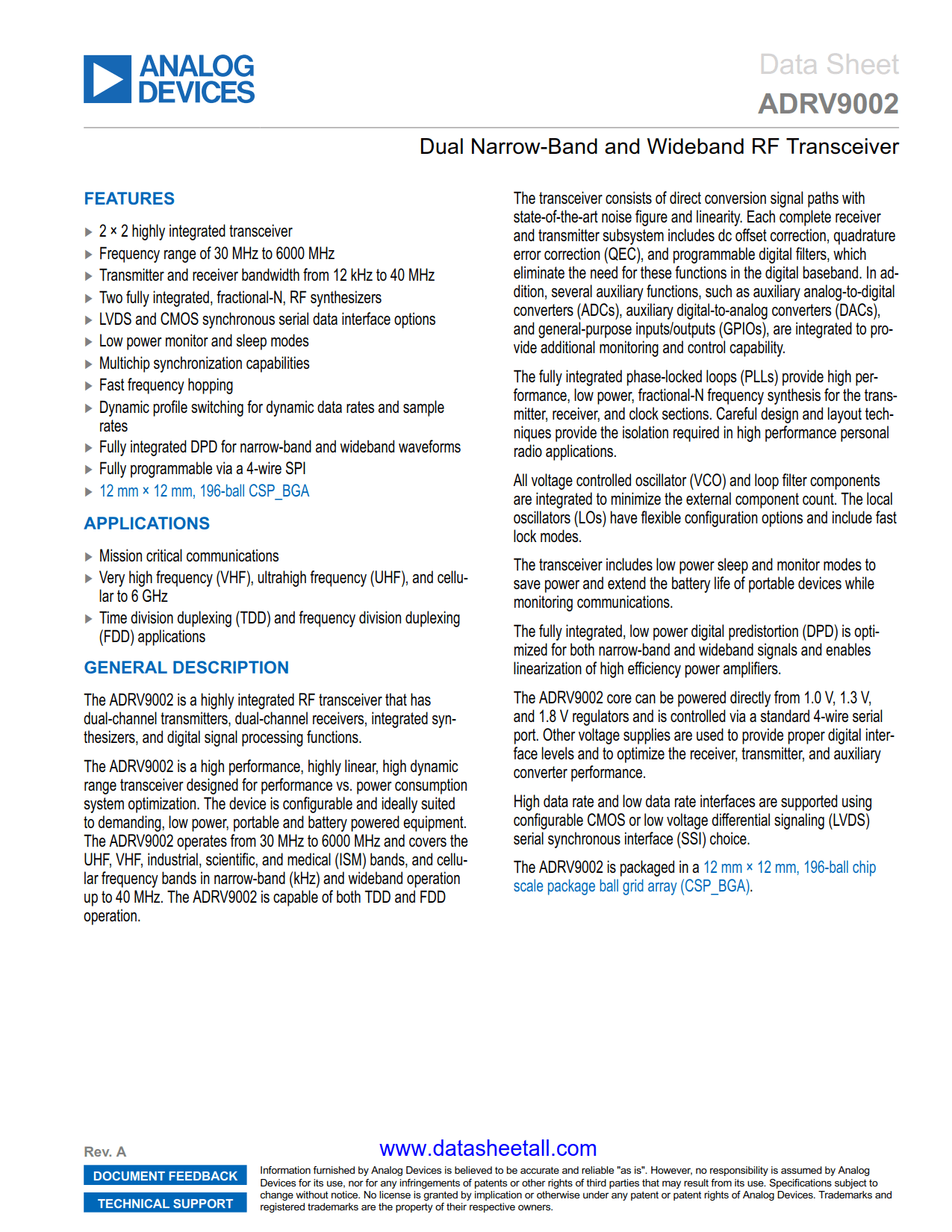 ADRV9002 Datasheet