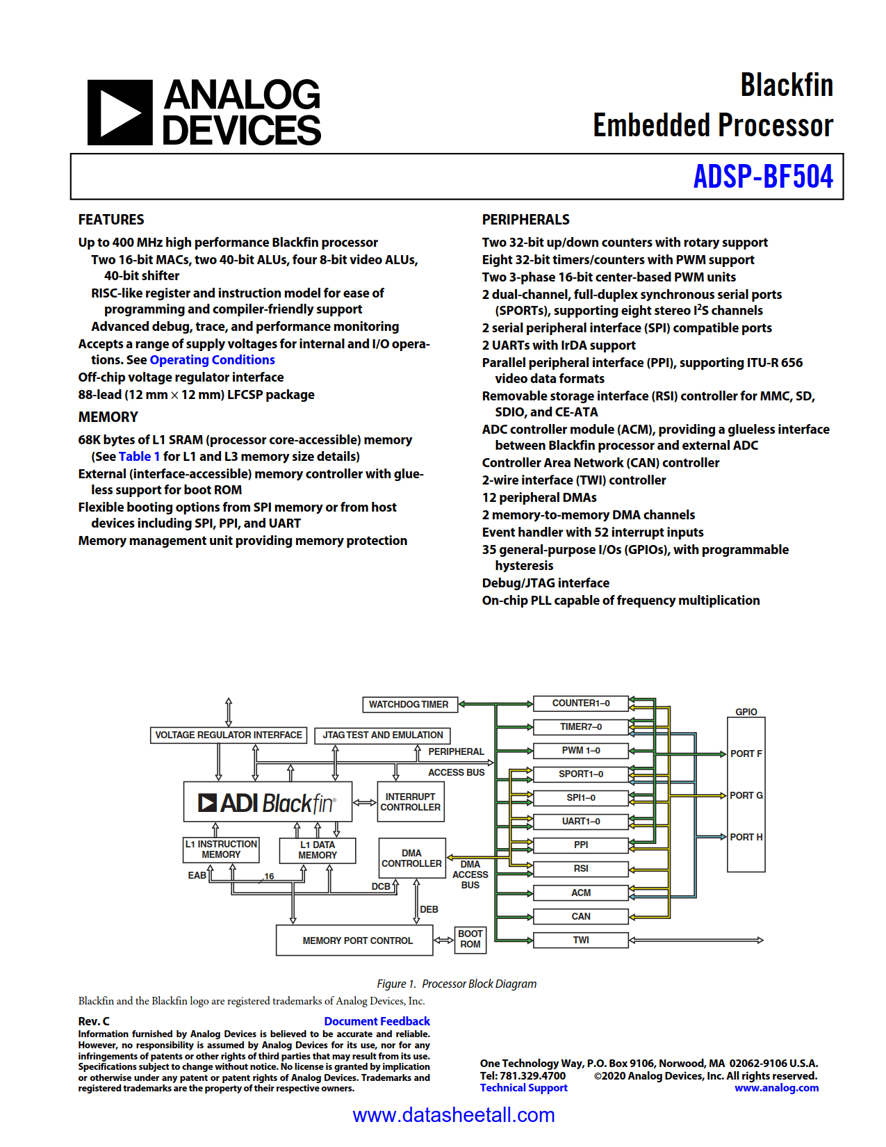 ADSP-BF504 Datasheet