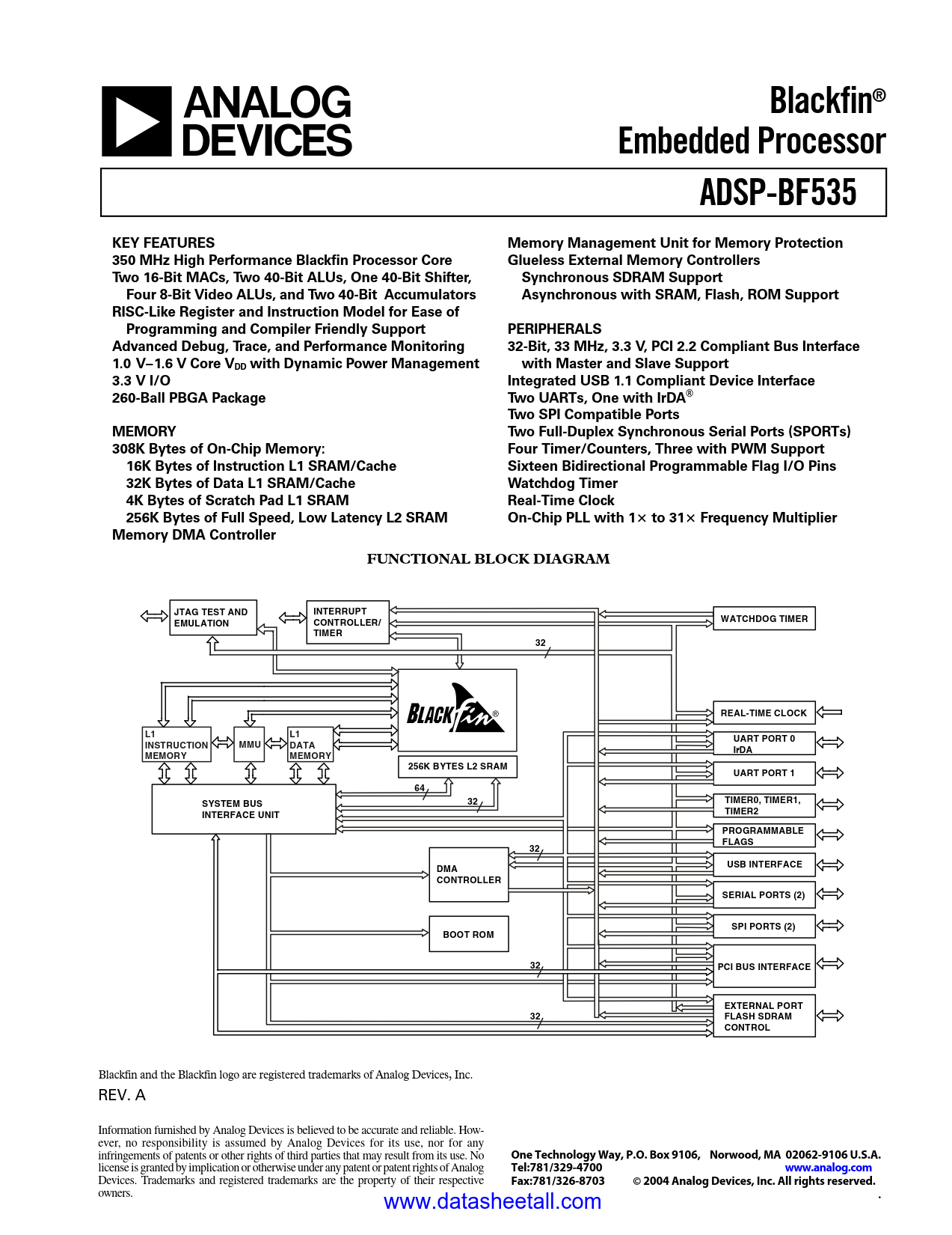 ADSP-BF535 Datasheet