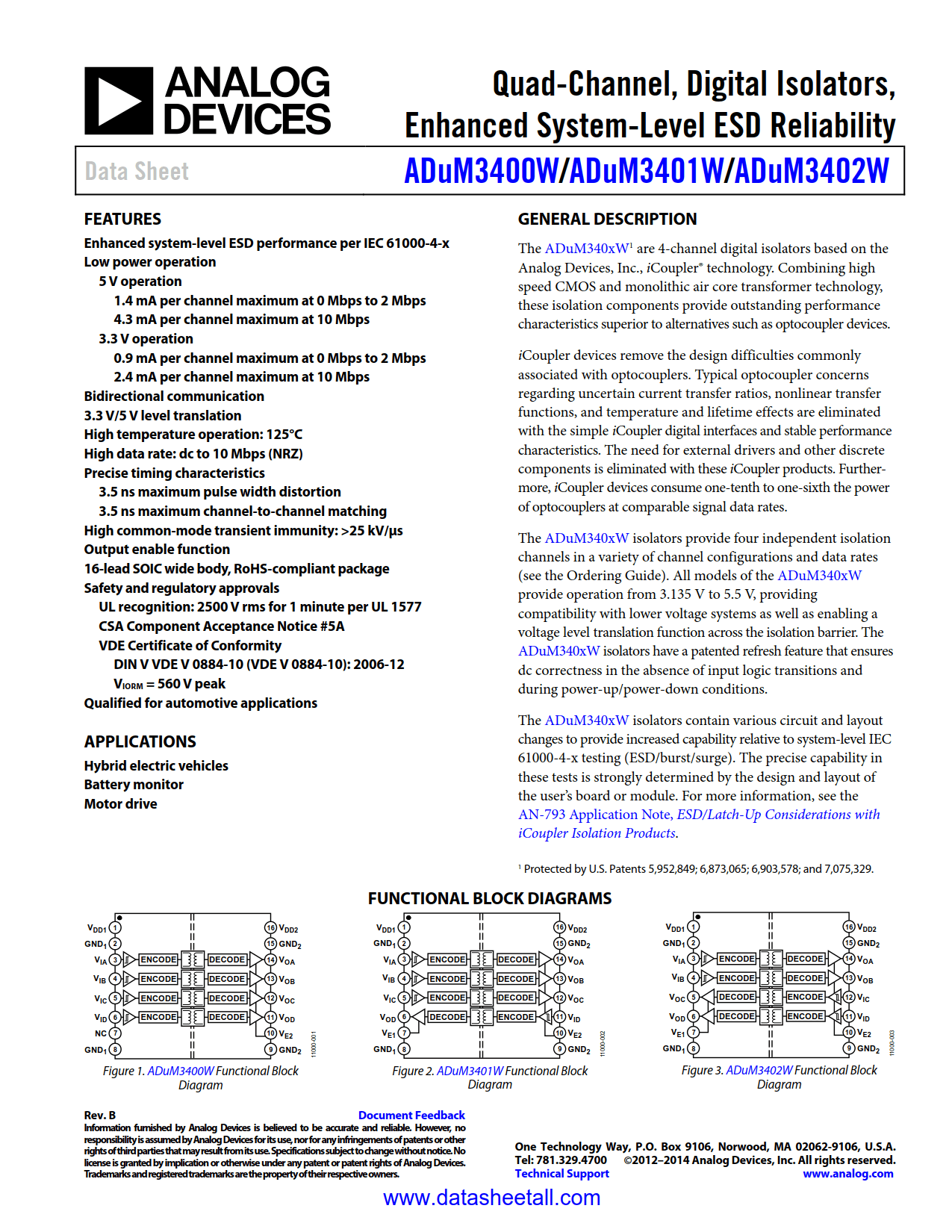 ADuM3402W Datasheet