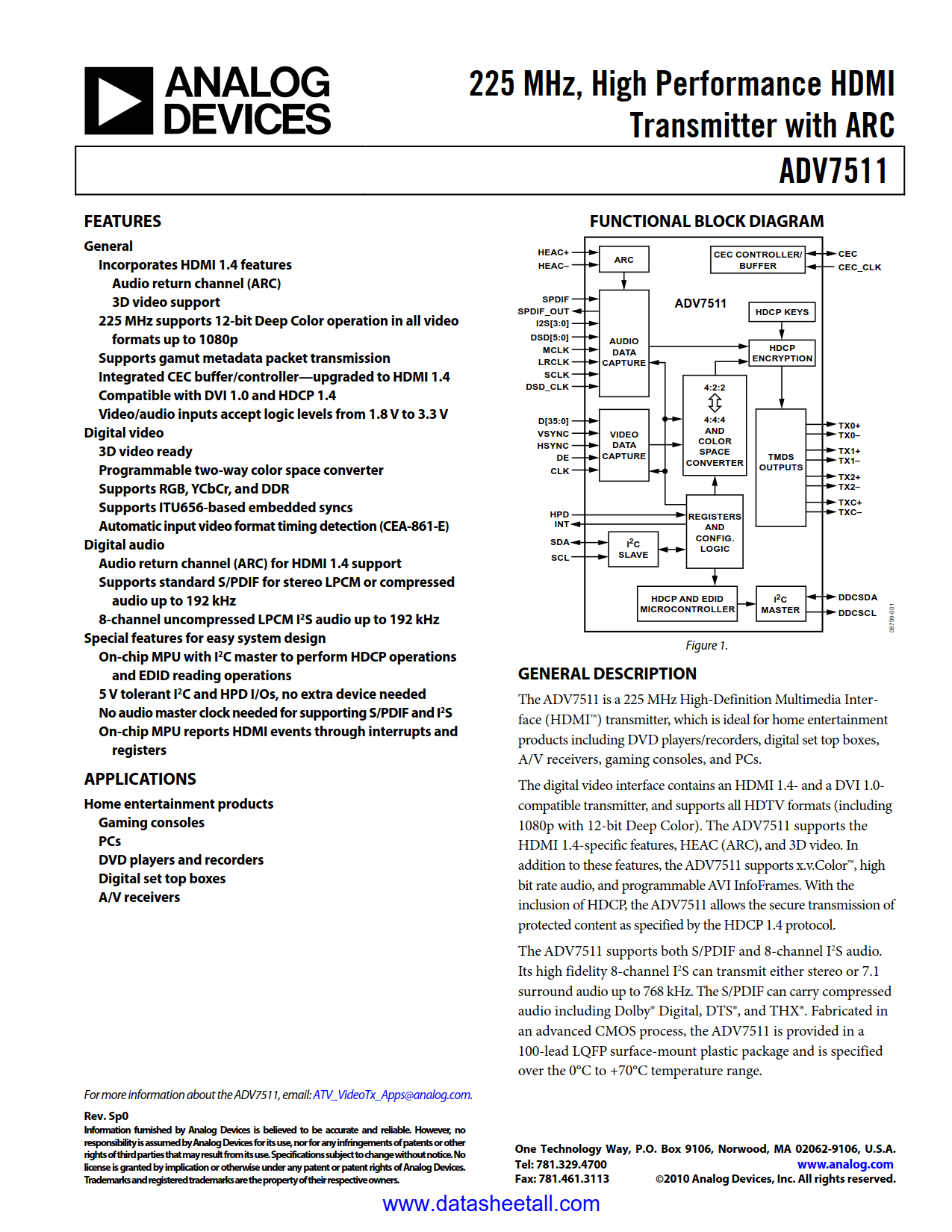 ADV7511 Datasheet