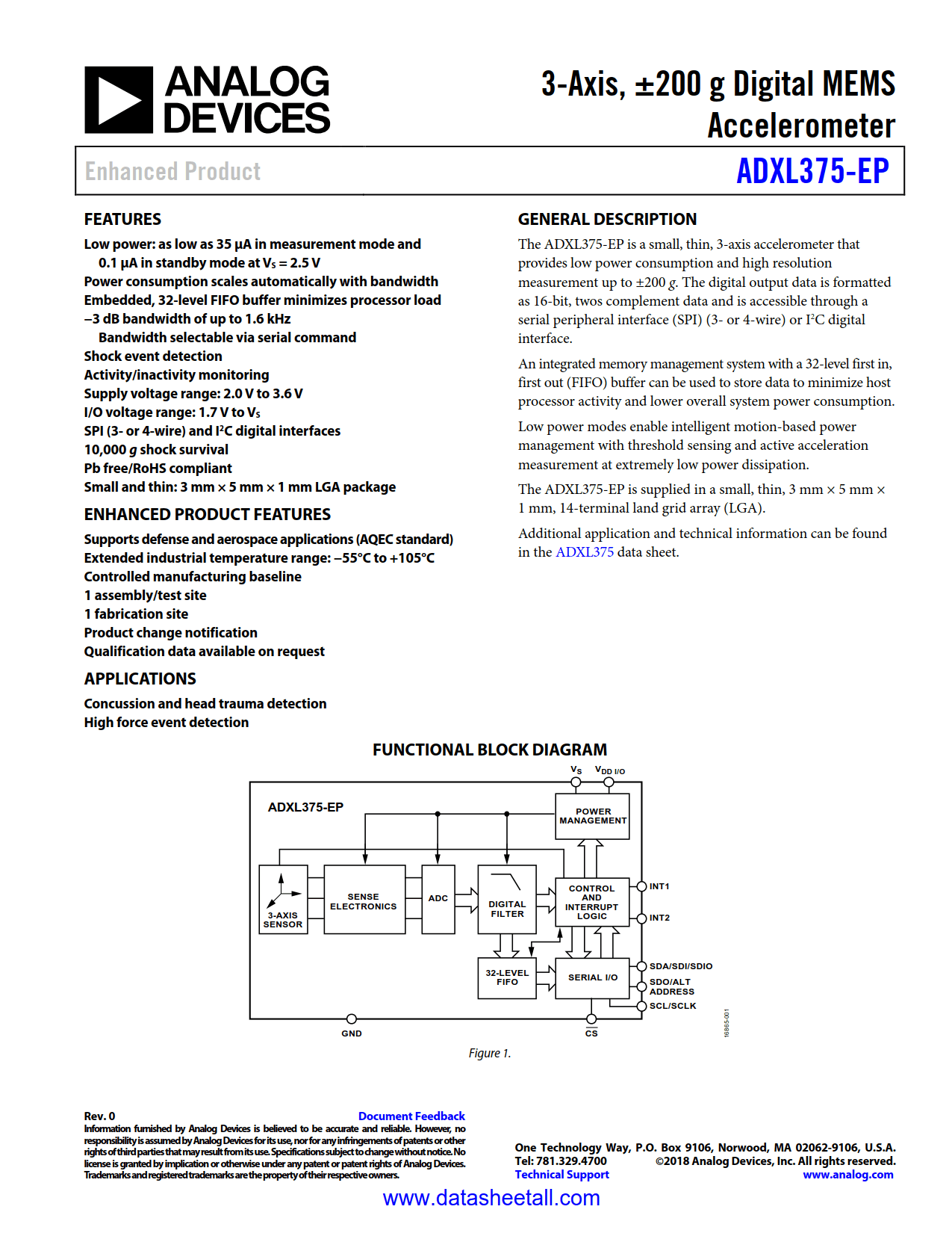 ADXL375-EP Datasheet