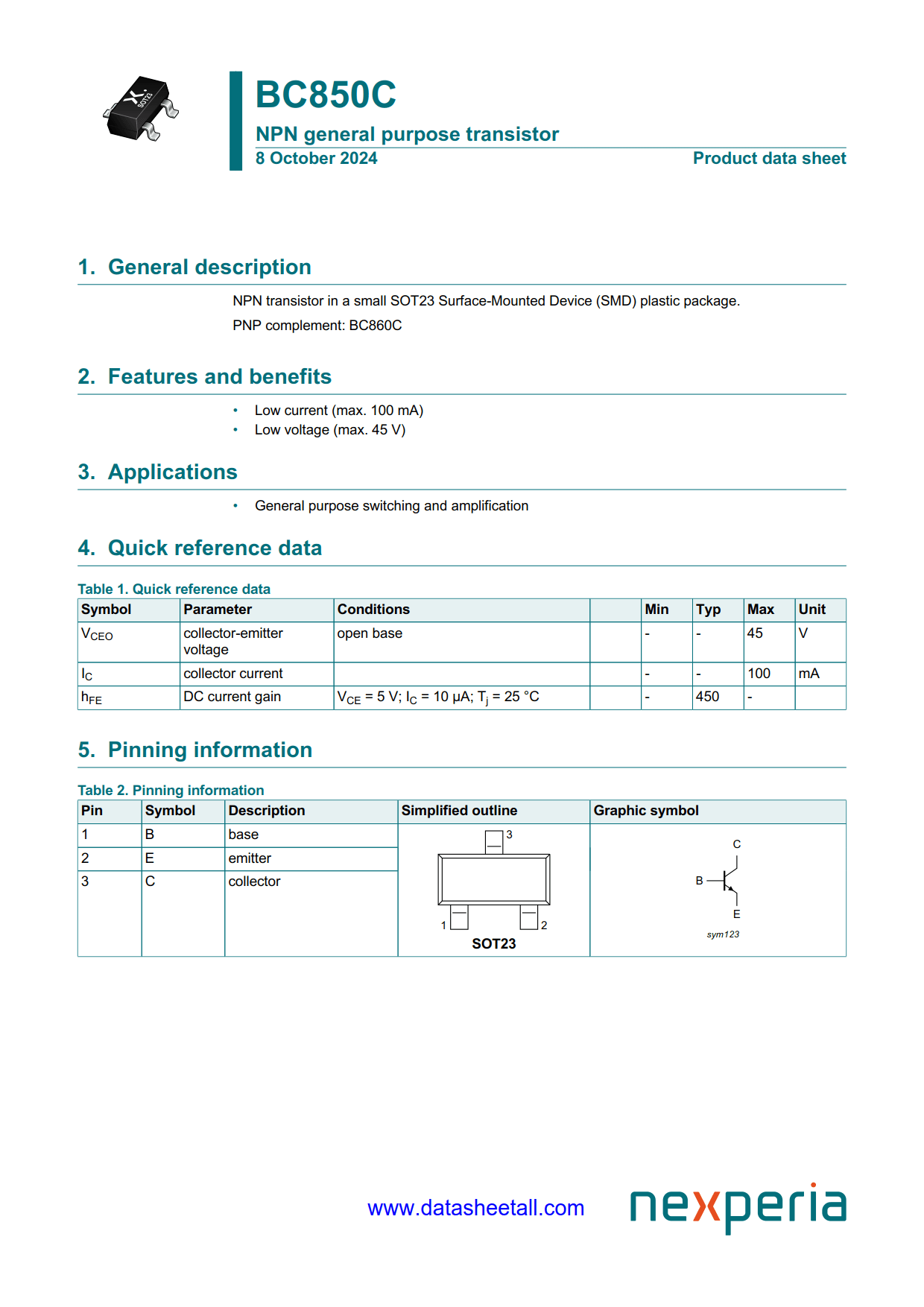 BC850C Datasheet