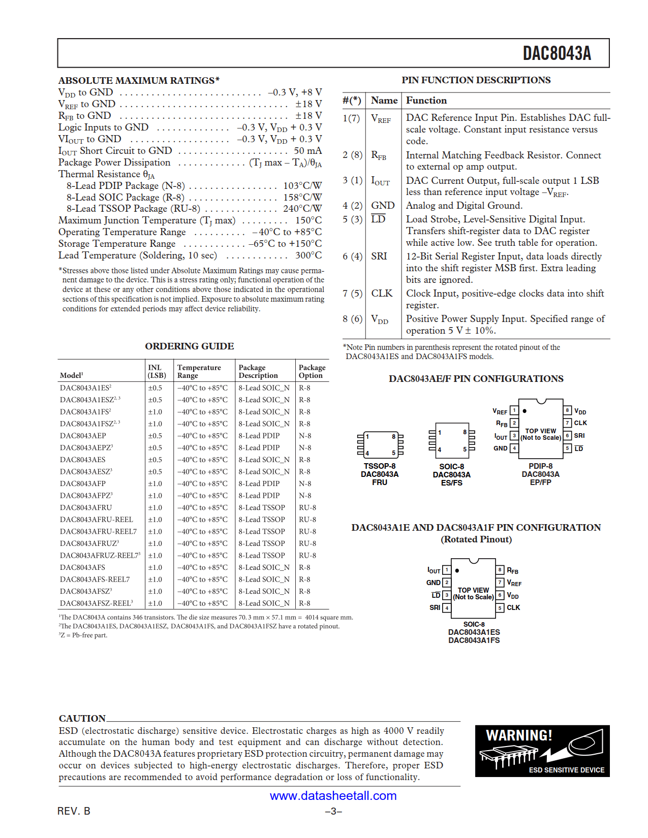 DAC8043A Datasheet Page 3