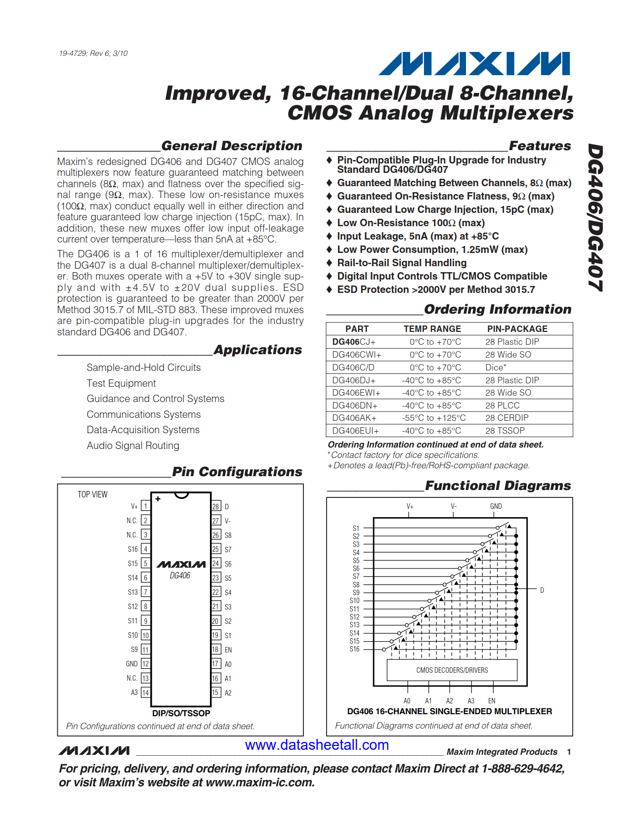 DG406 Datasheet