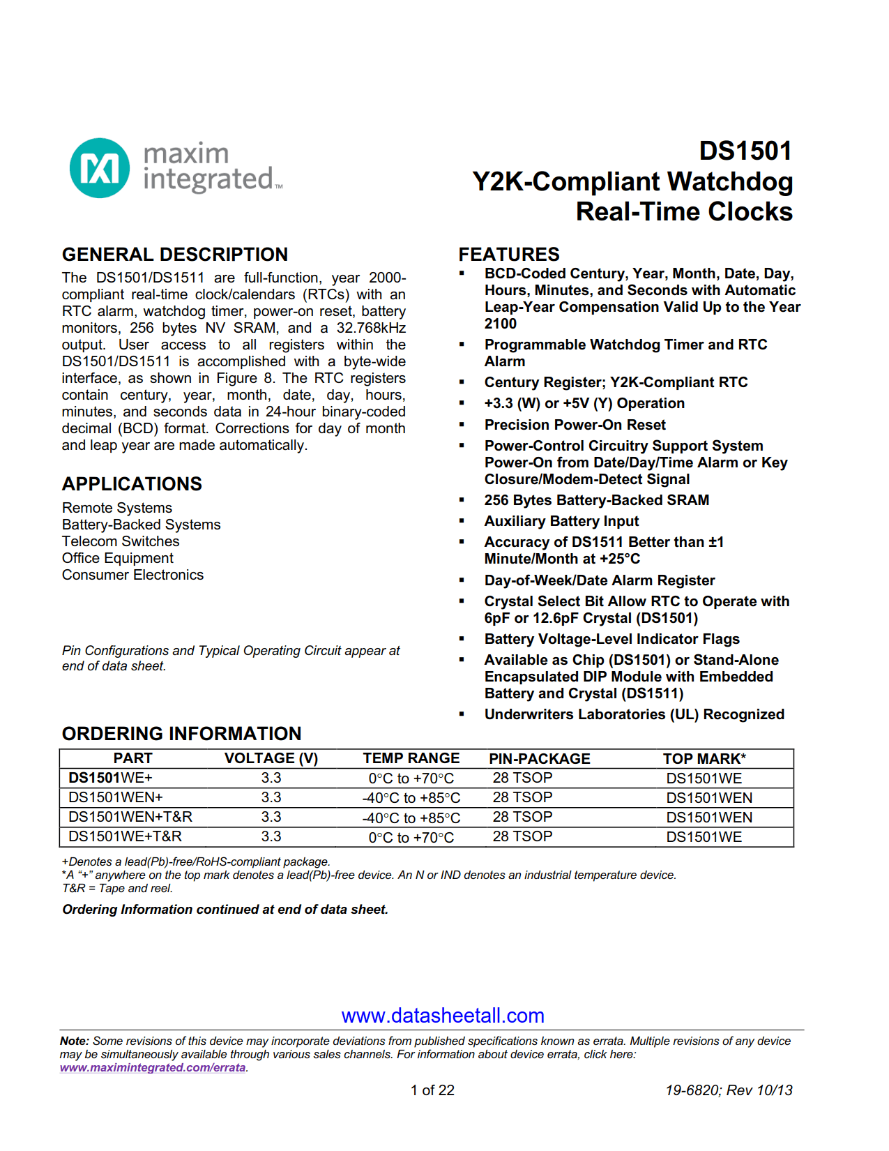 DS1501 Datasheet