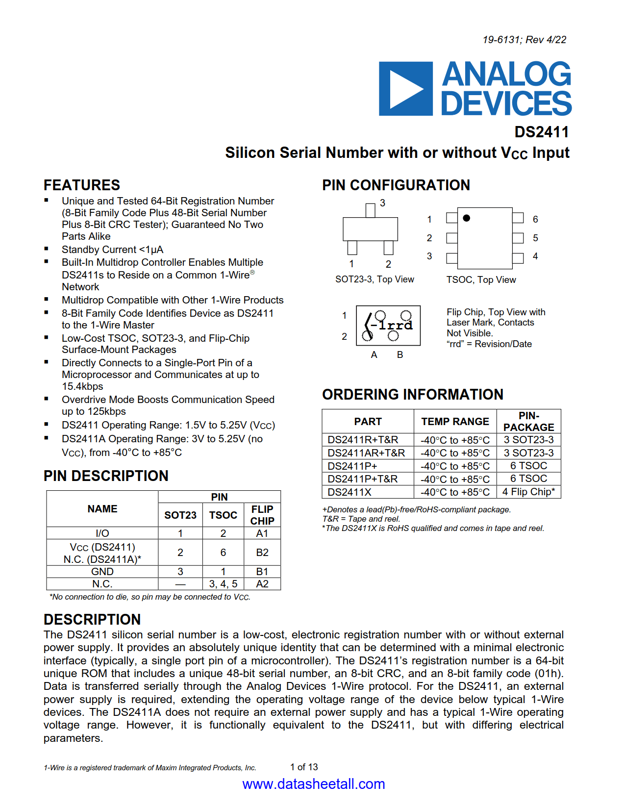 DS2411 Datasheet