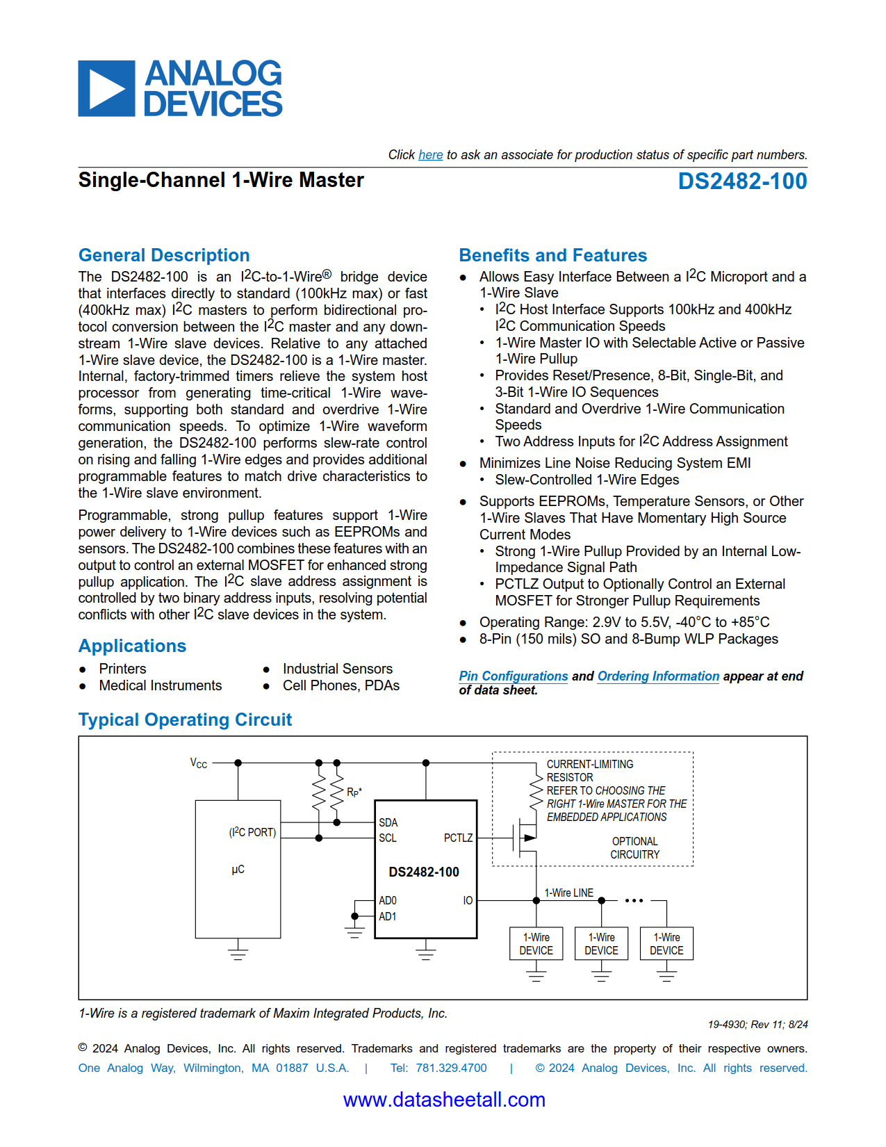 DS2482-100 Datasheet