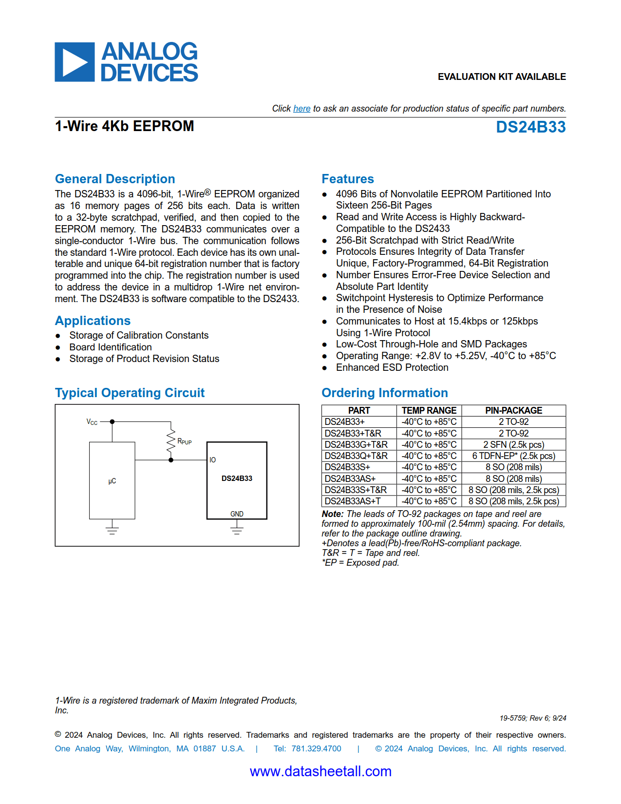 DS24B33 Datasheet