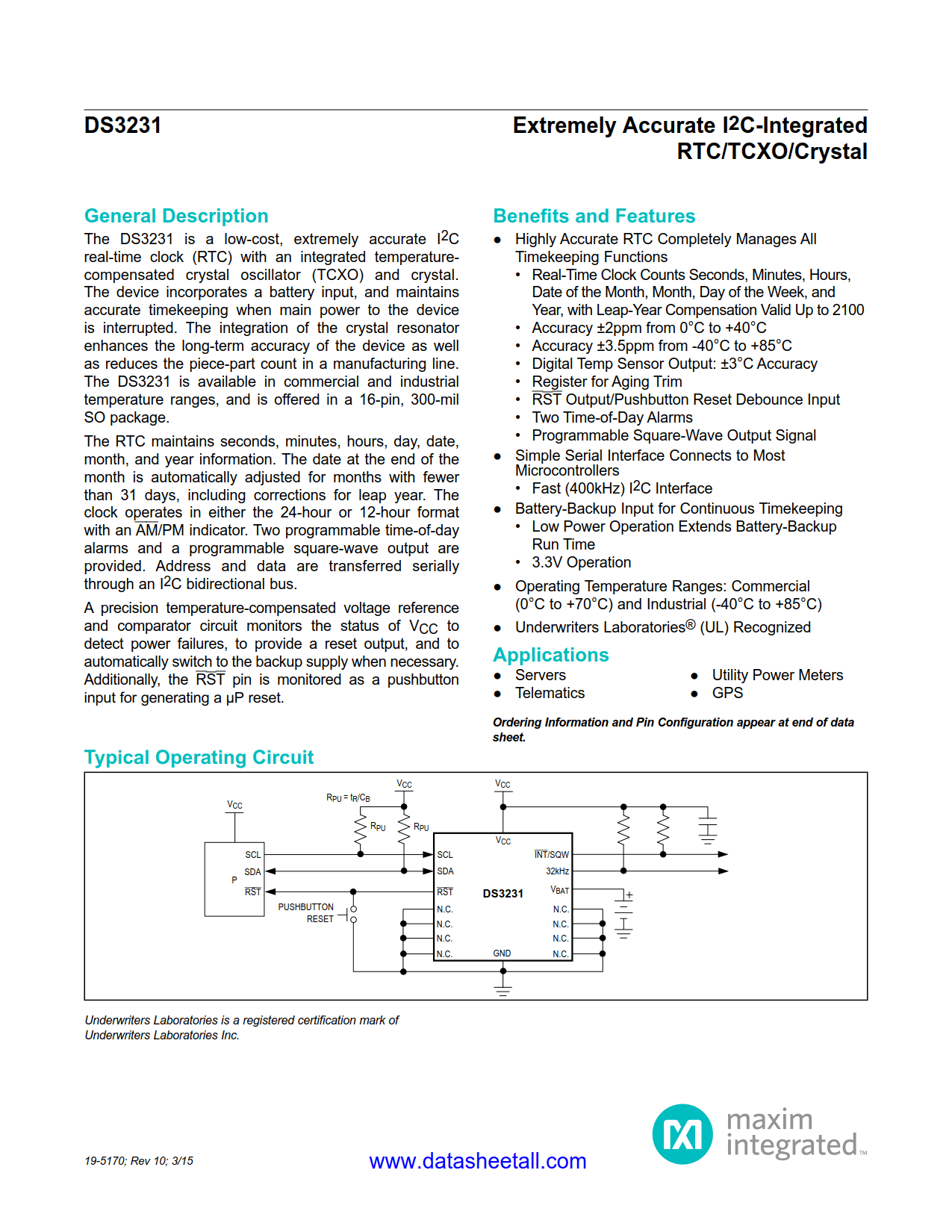 DS3231 Datasheet