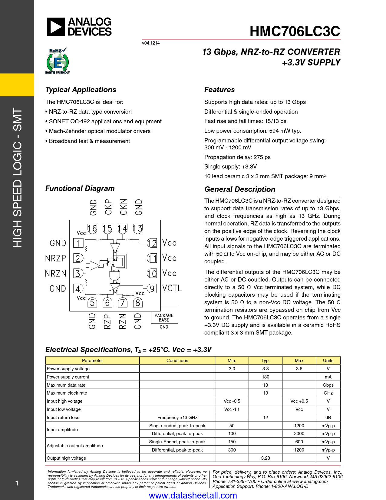 HMC706 Datasheet