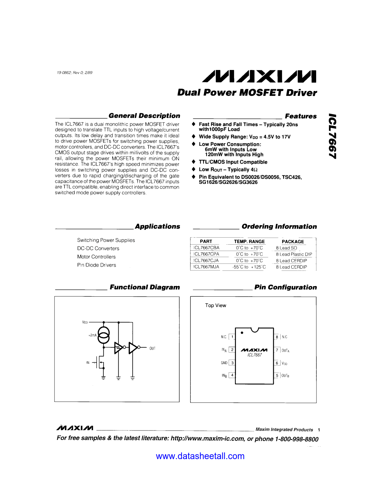 ICL7667 Datasheet