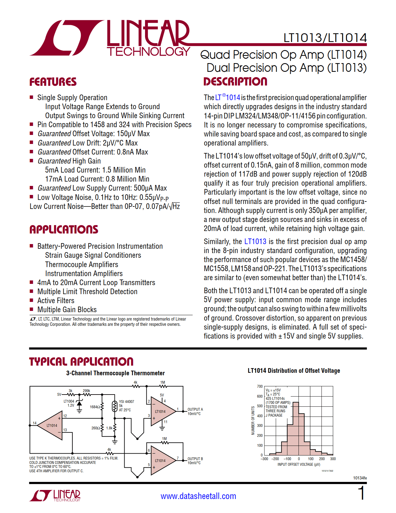 LT1013 Datasheet