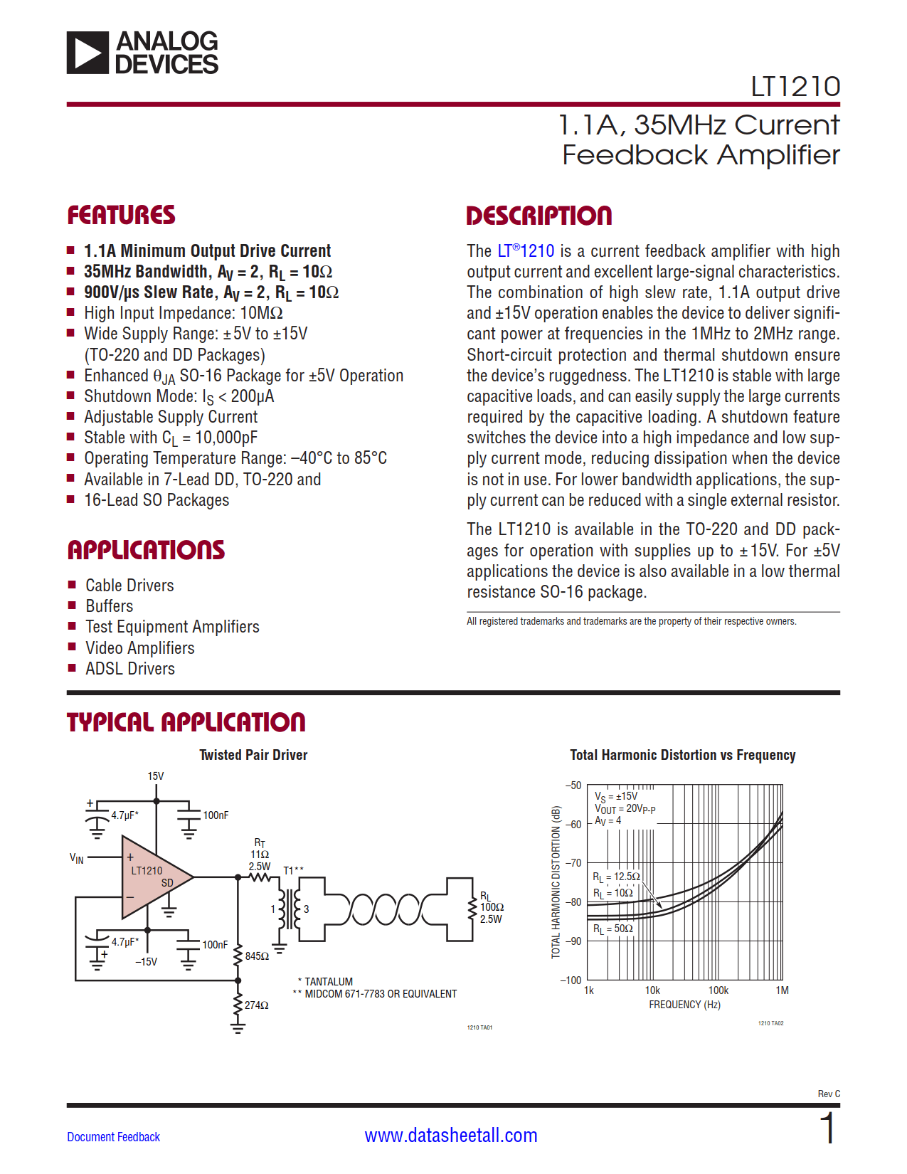 LT1210 Datasheet