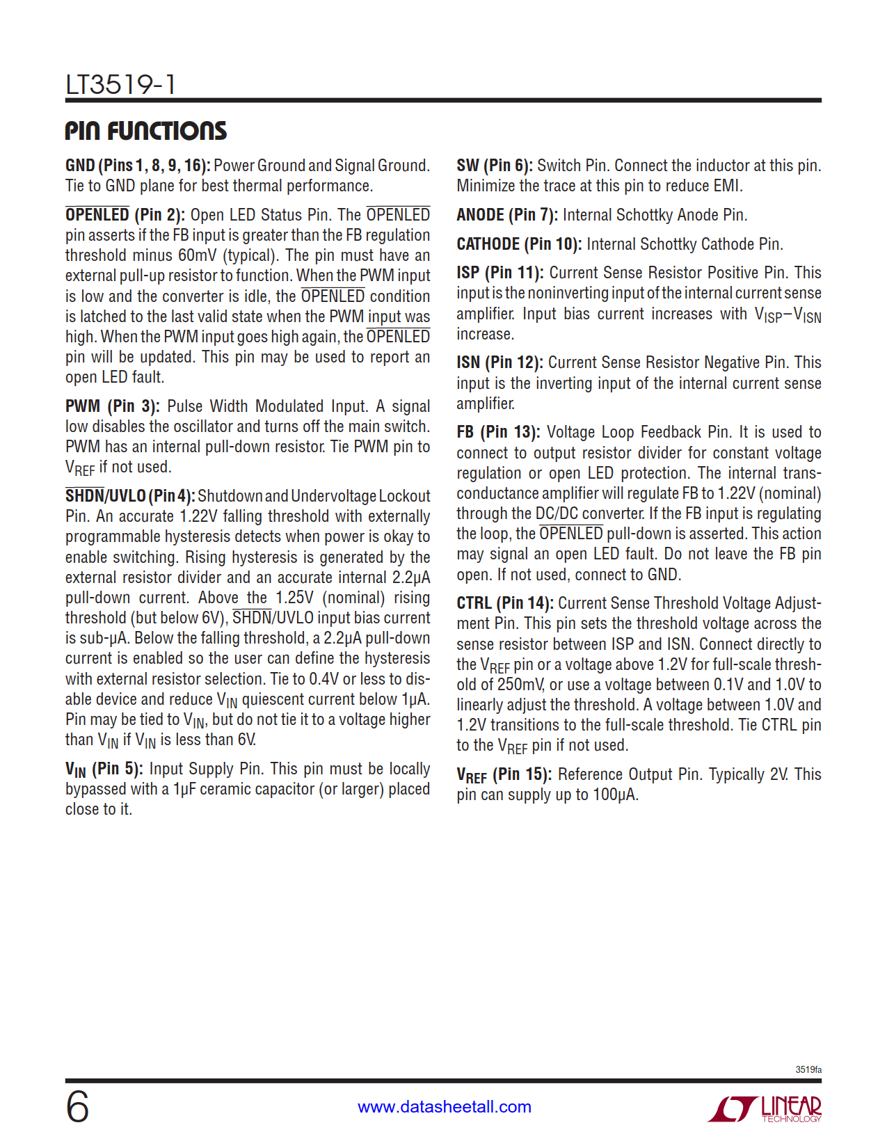 LT3519-1 Datasheet Page 6