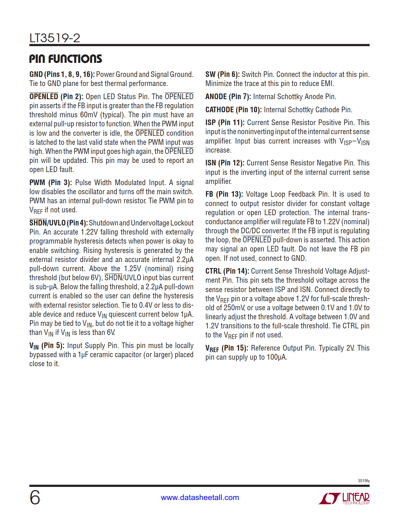 LT3519-2 Datasheet Page 6