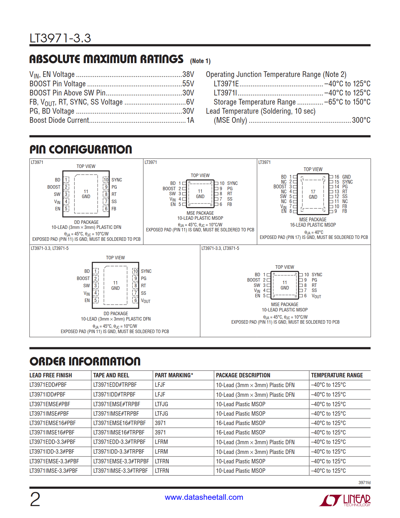 LT3971-3.3 Datasheet Page 2