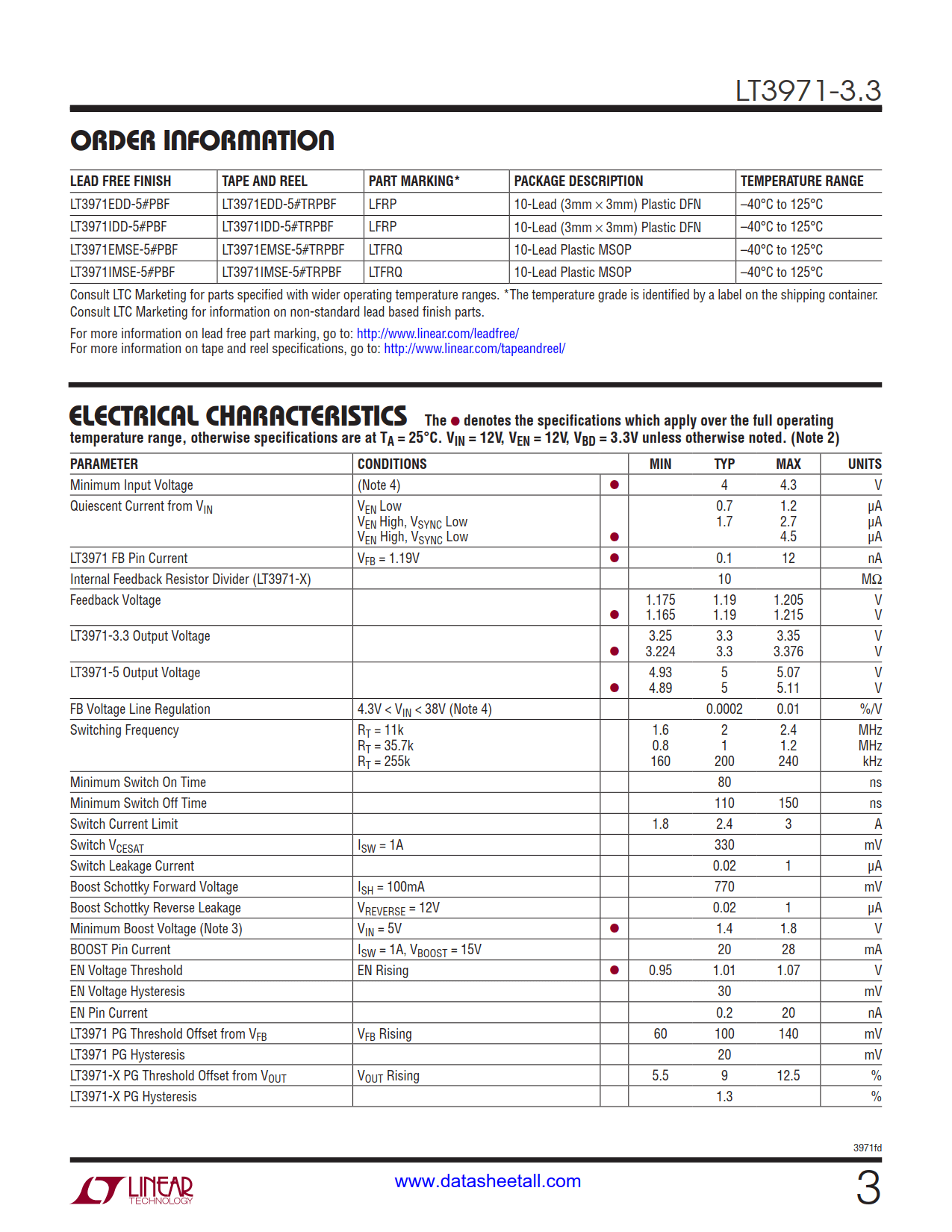 LT3971-3.3 Datasheet Page 3