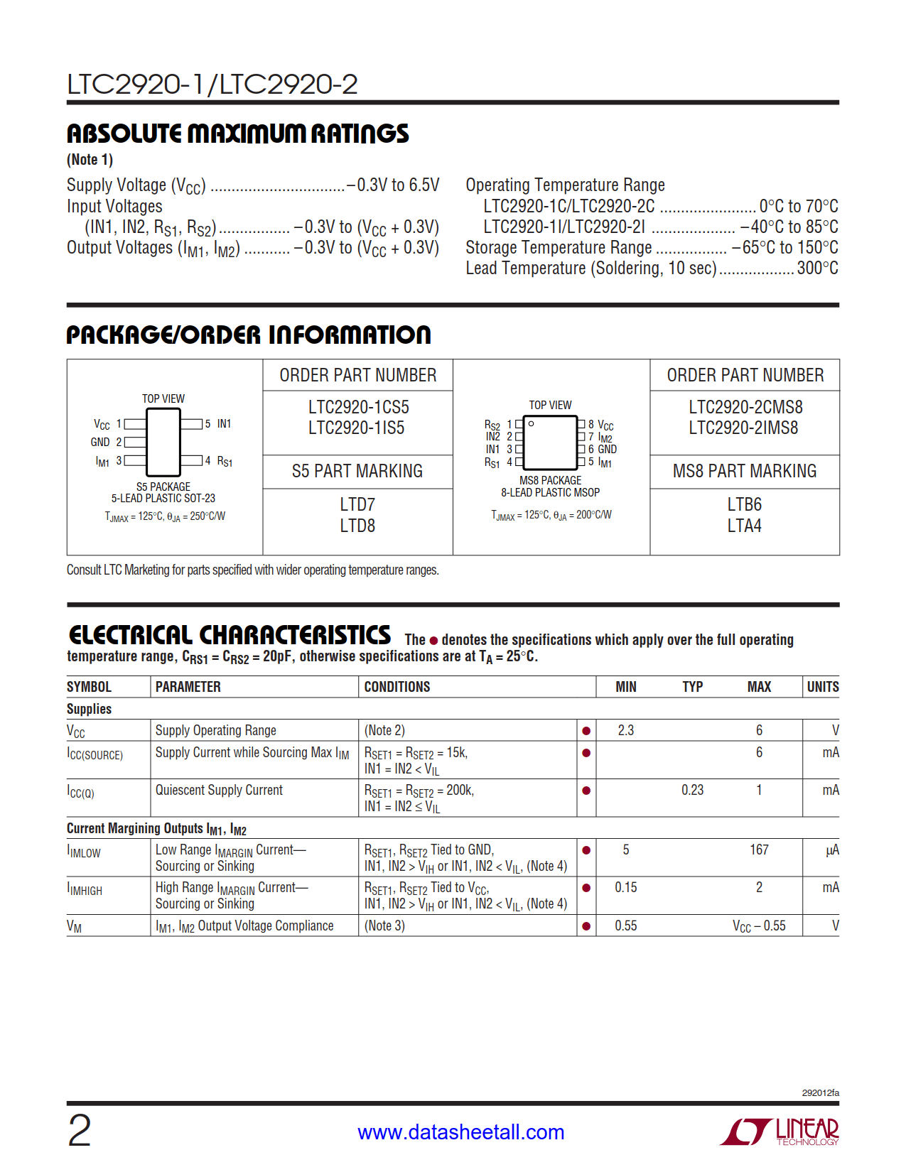 LTC2920 Datasheet Page 2