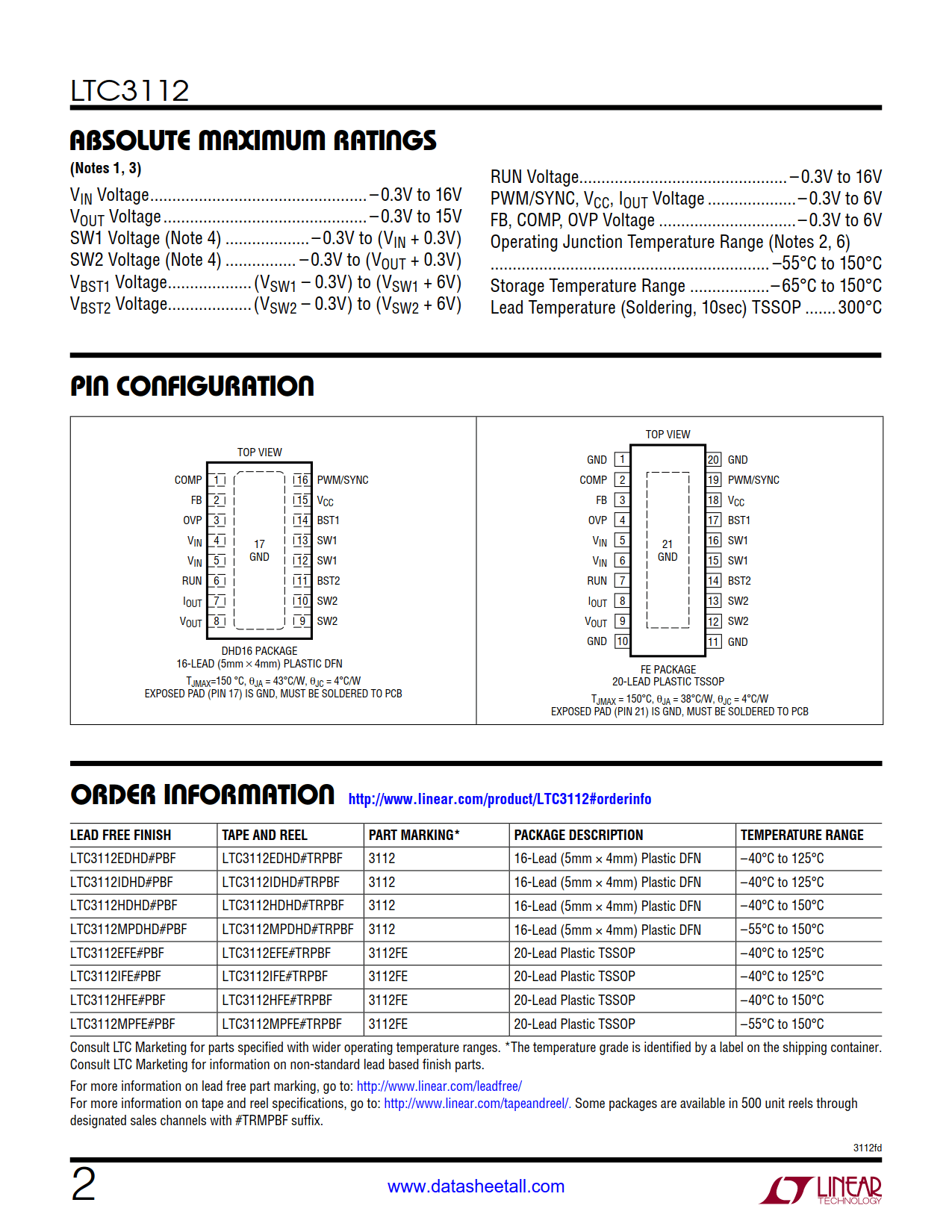 LTC3112 Datasheet Page 2