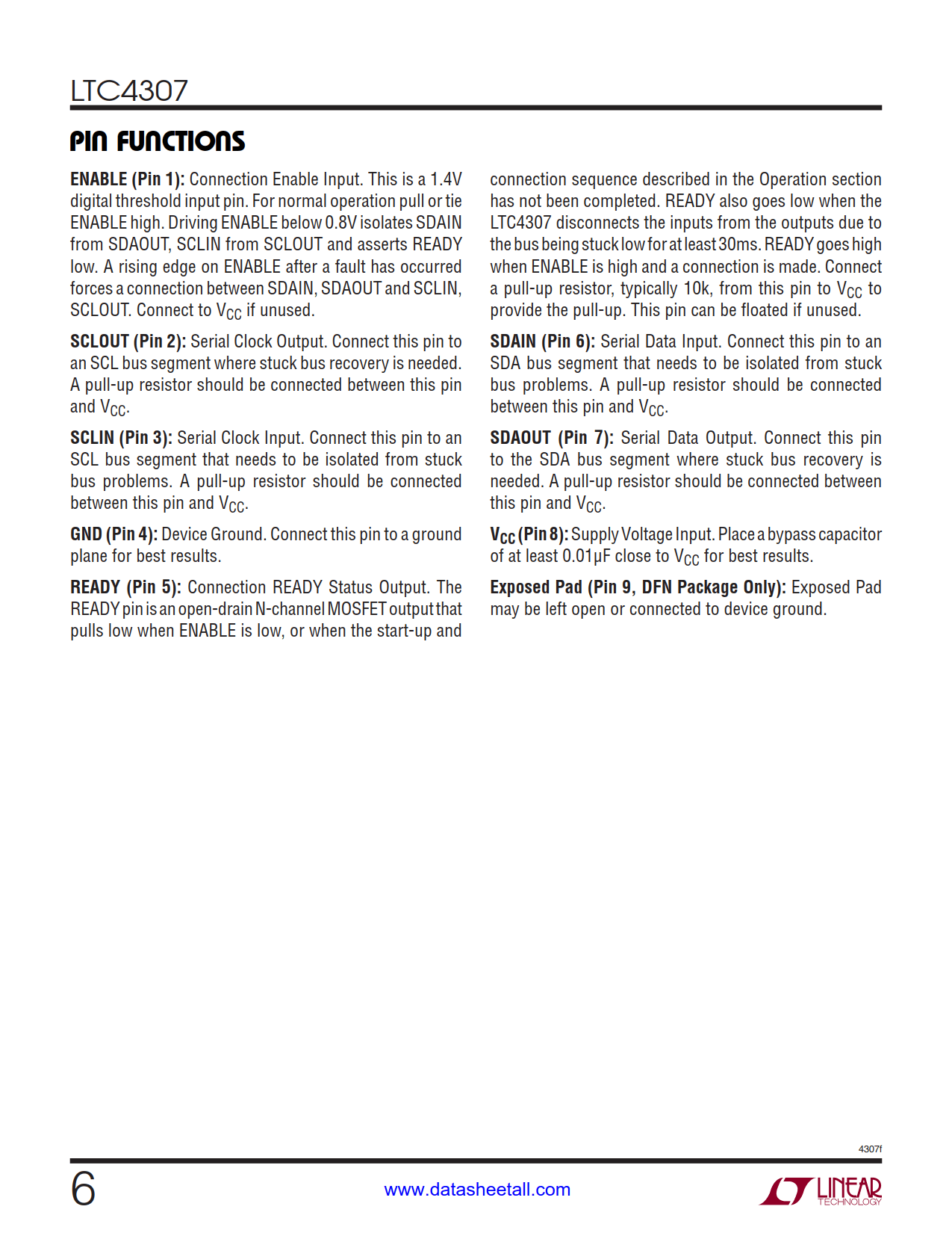 LTC4307 Datasheet Page 6