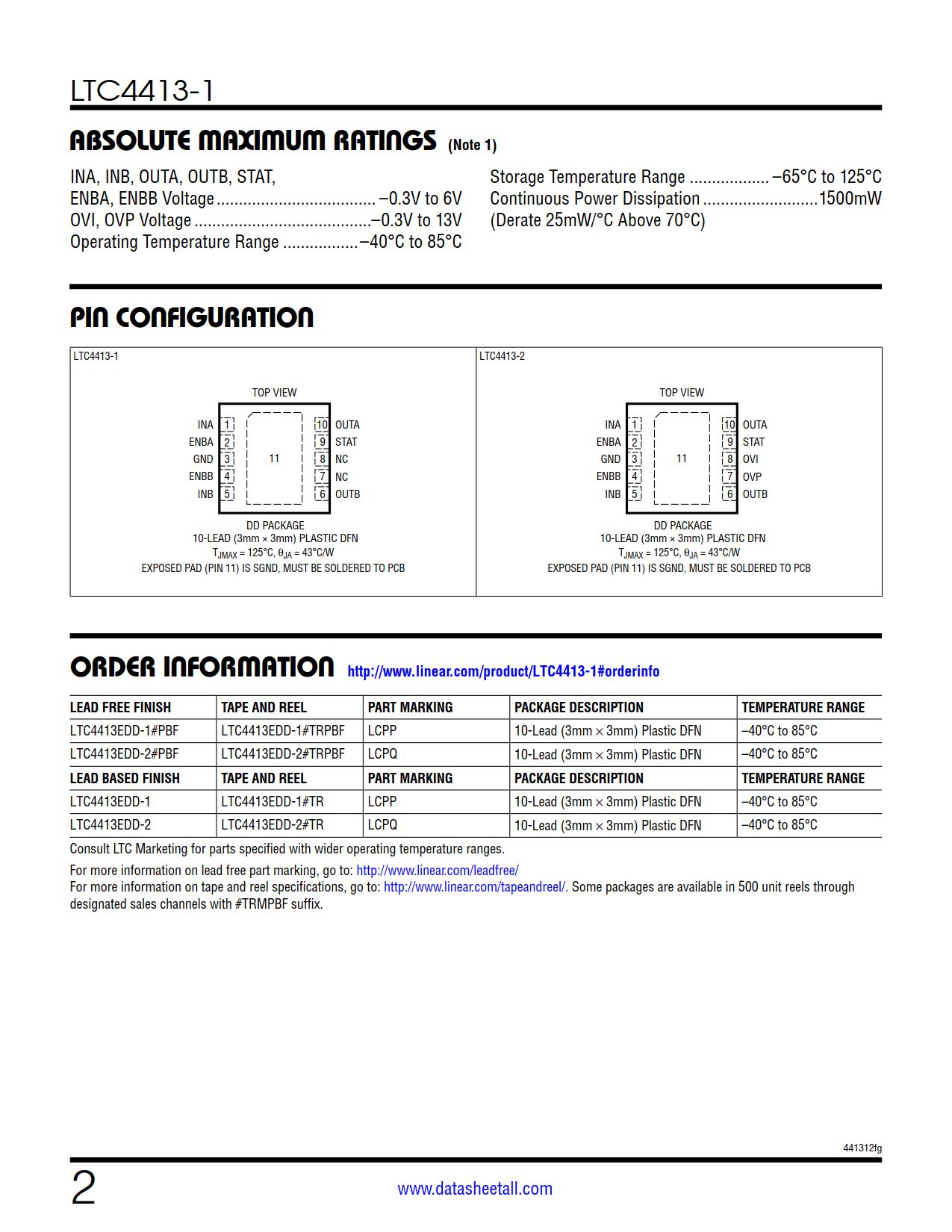 LTC4413-1 Datasheet Page 2