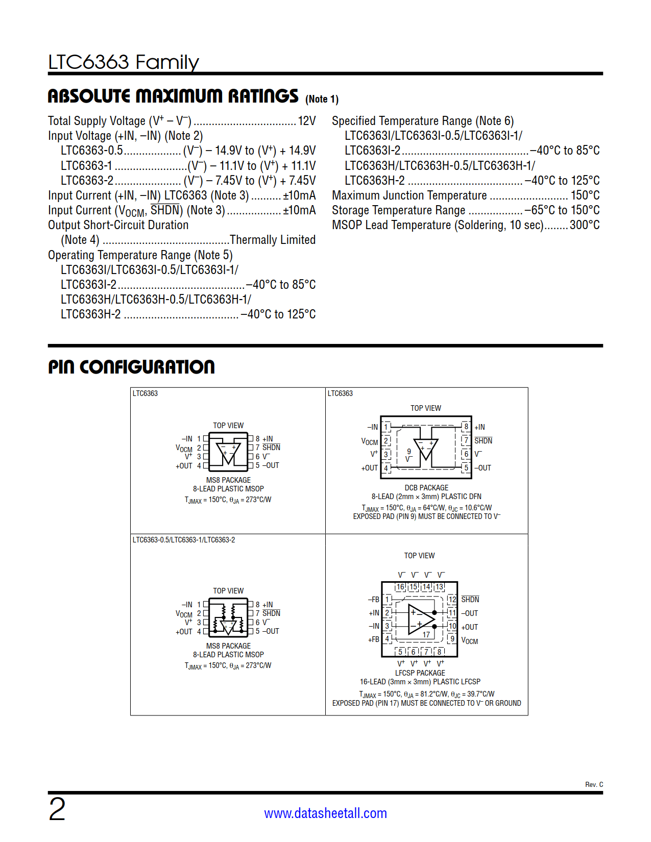 LTC6363 Datasheet Page 2