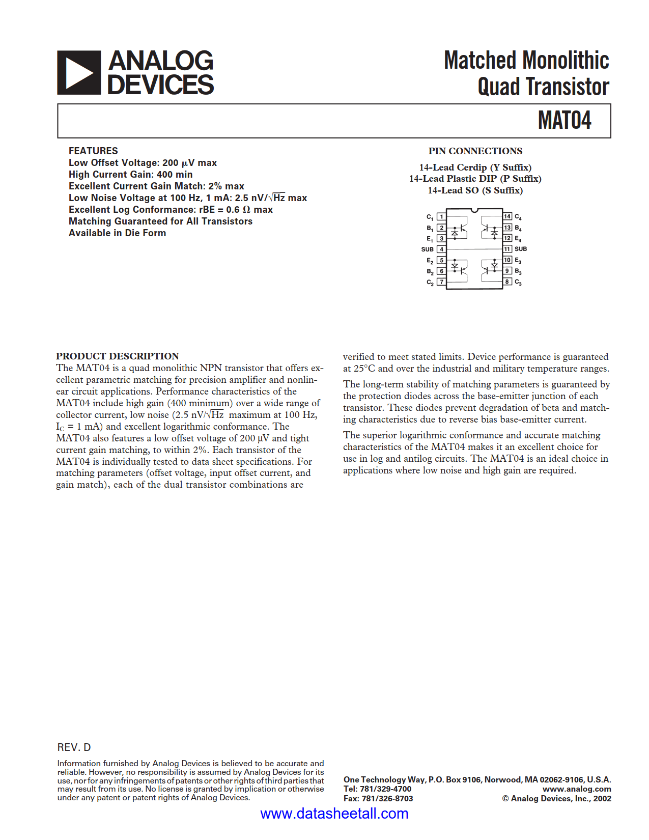 MAT04 Datasheet