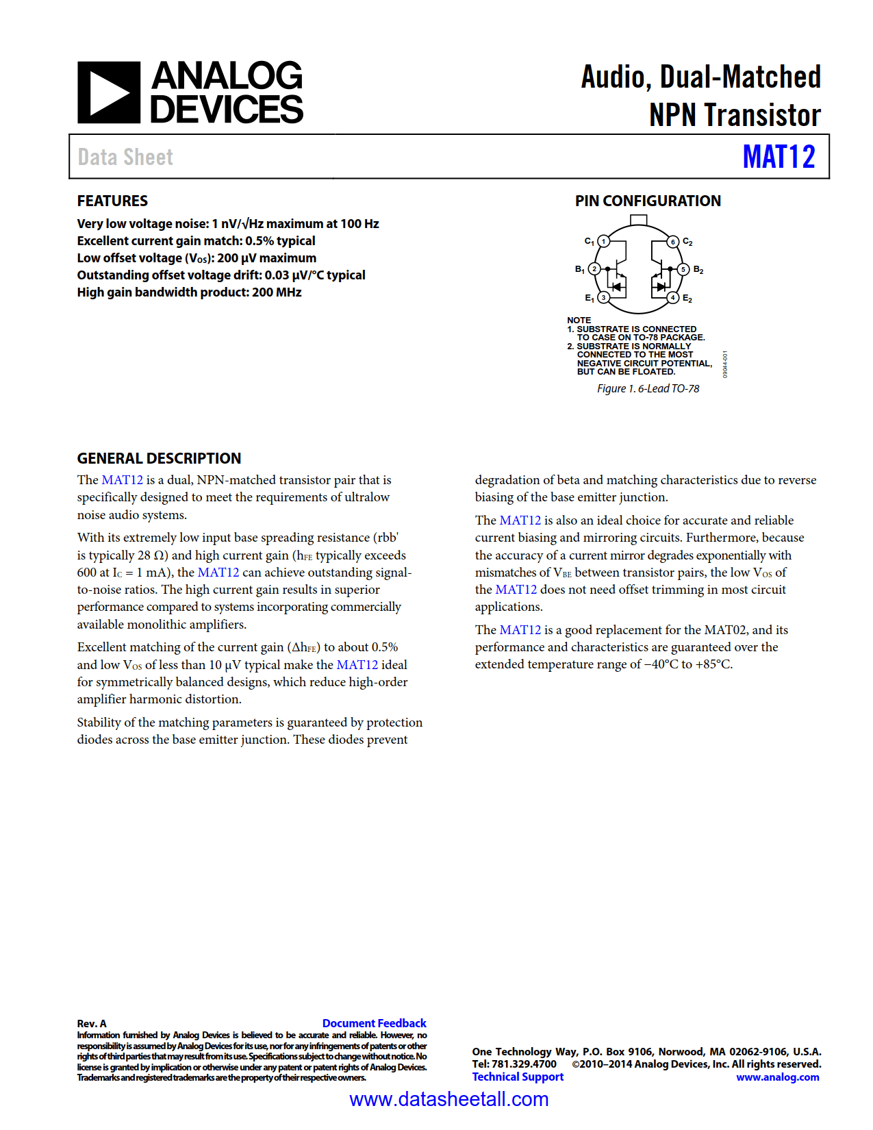 MAT12 Datasheet