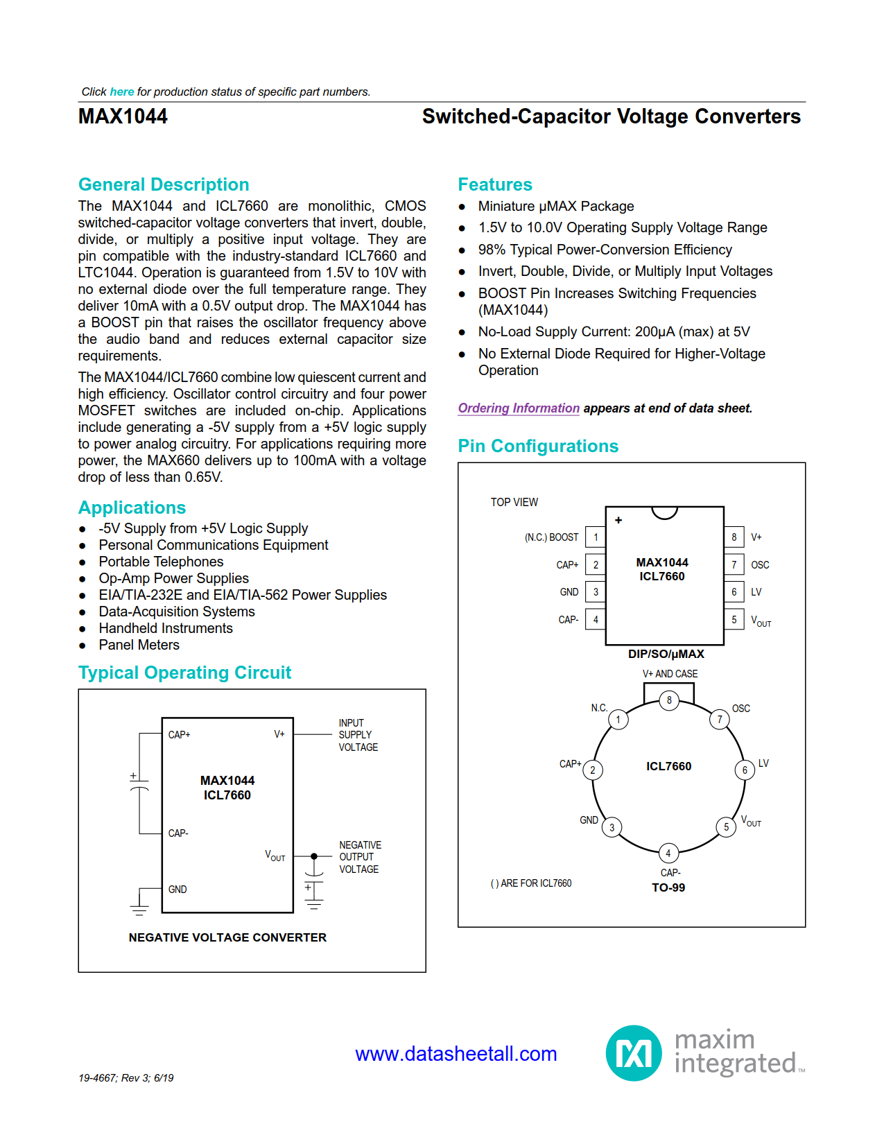 MAX1044 Datasheet