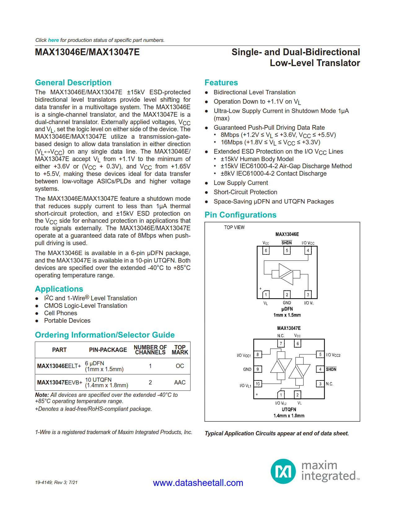MAX13046E Datasheet