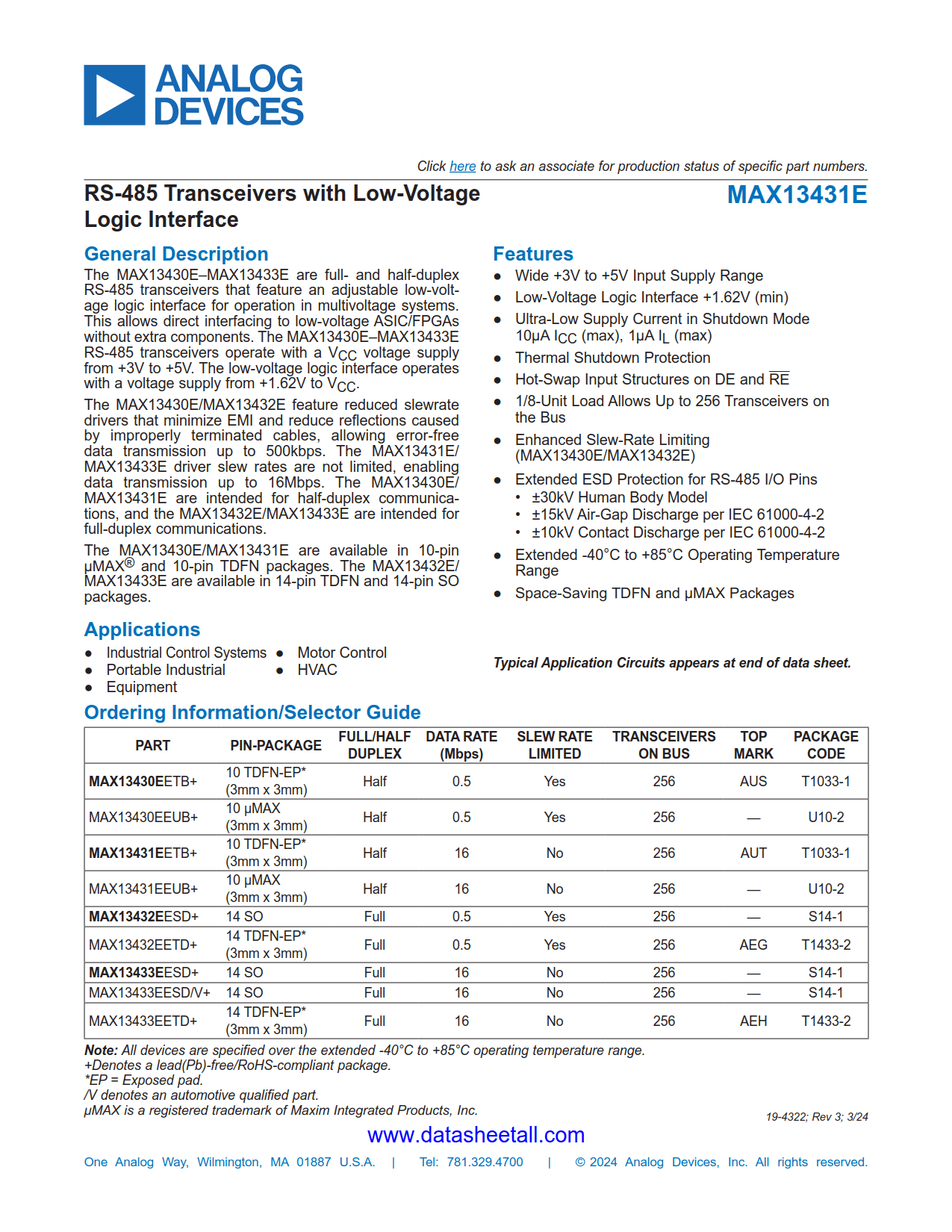 MAX13431E Datasheet