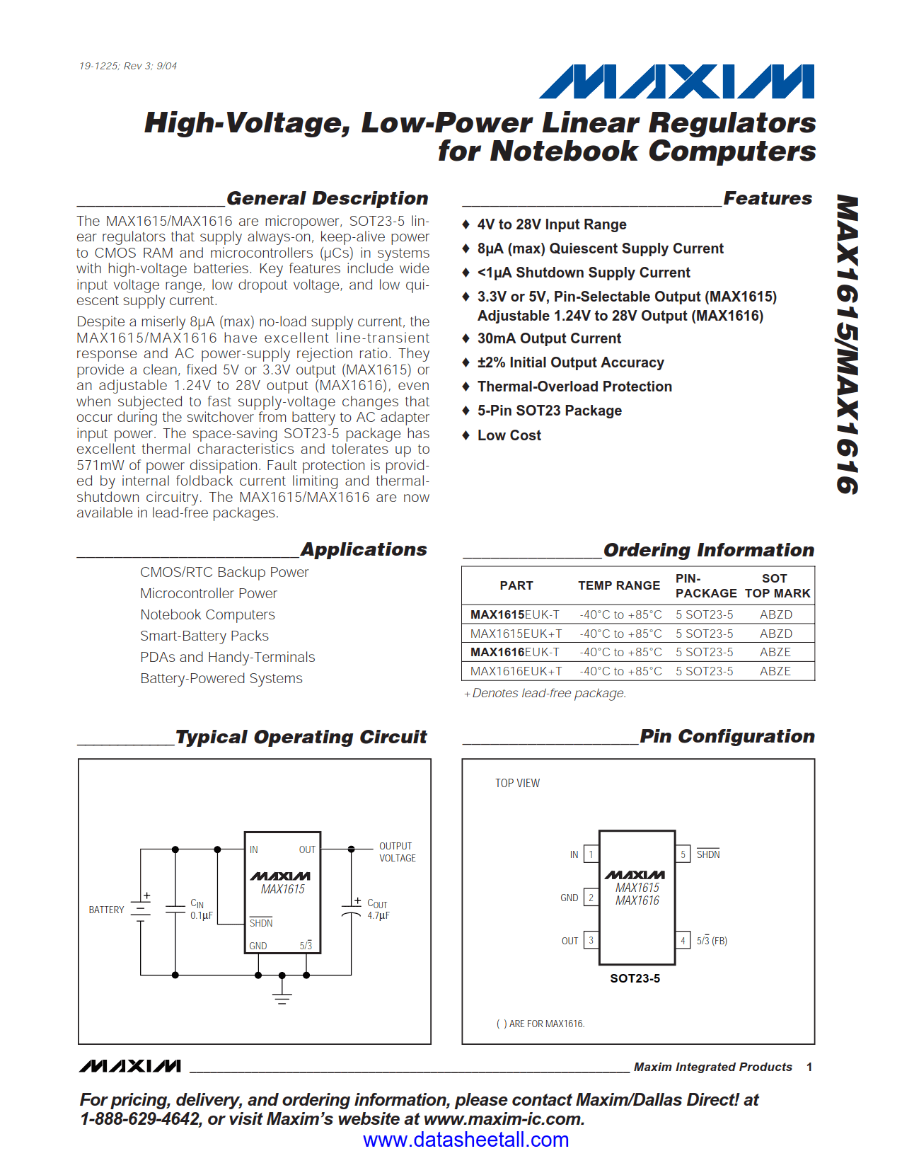 MAX1616 Datasheet