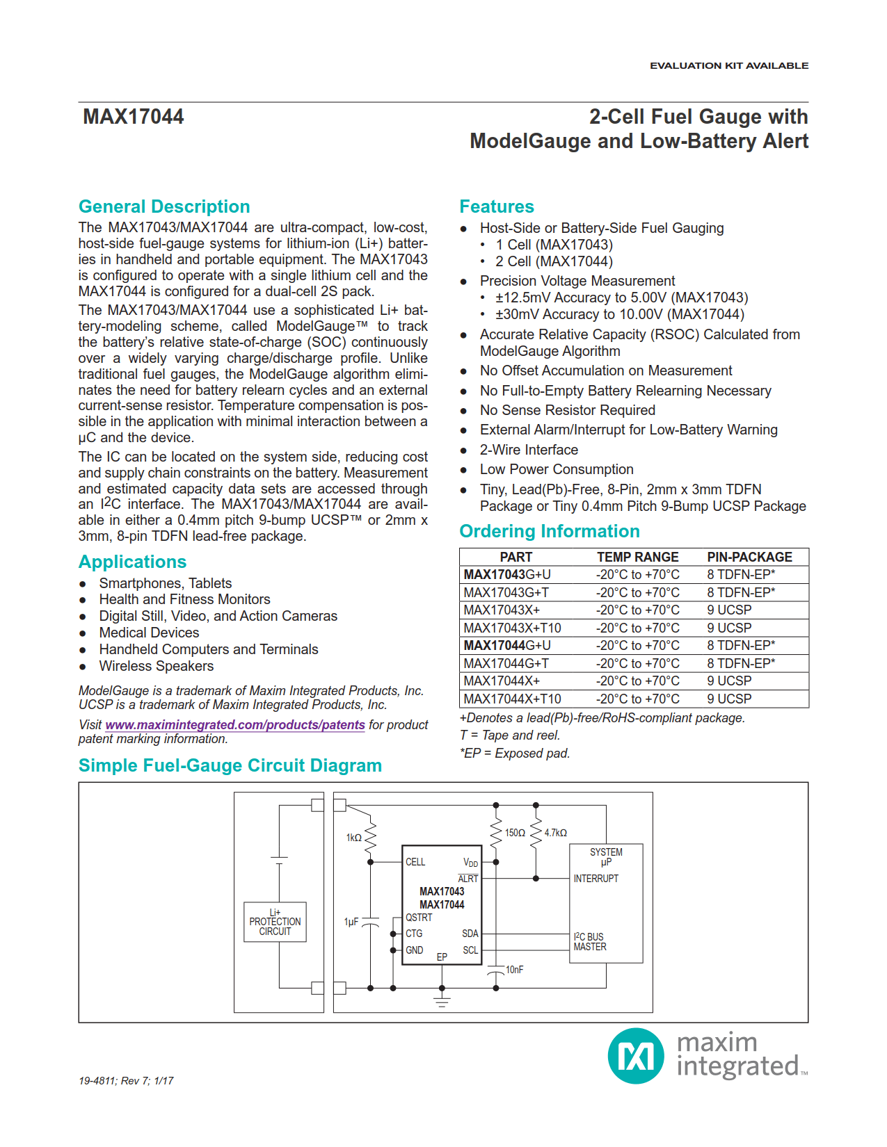 MAX17044 Datasheet