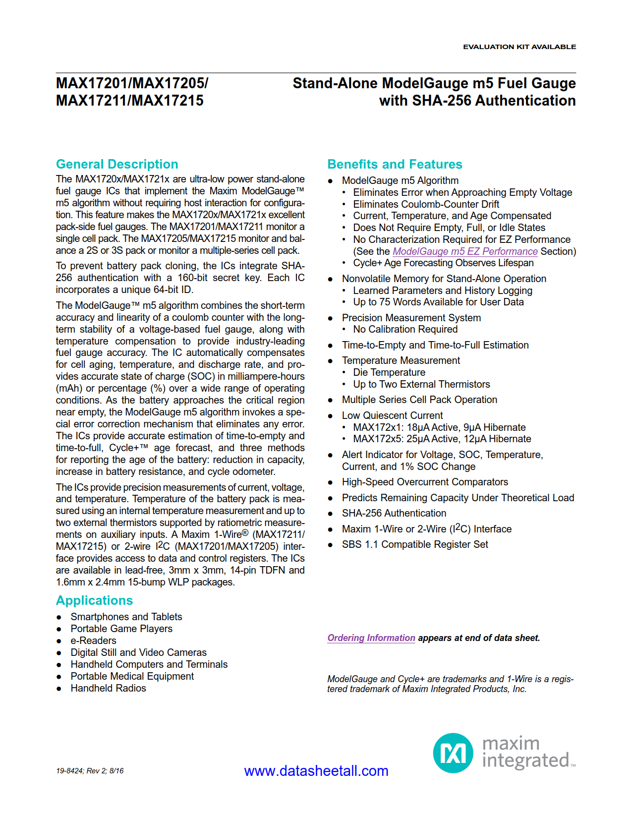 MAX17205 Datasheet