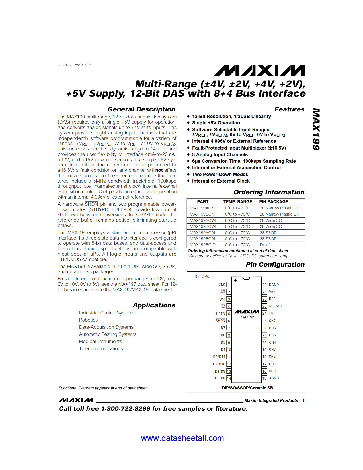MAX199 Datasheet